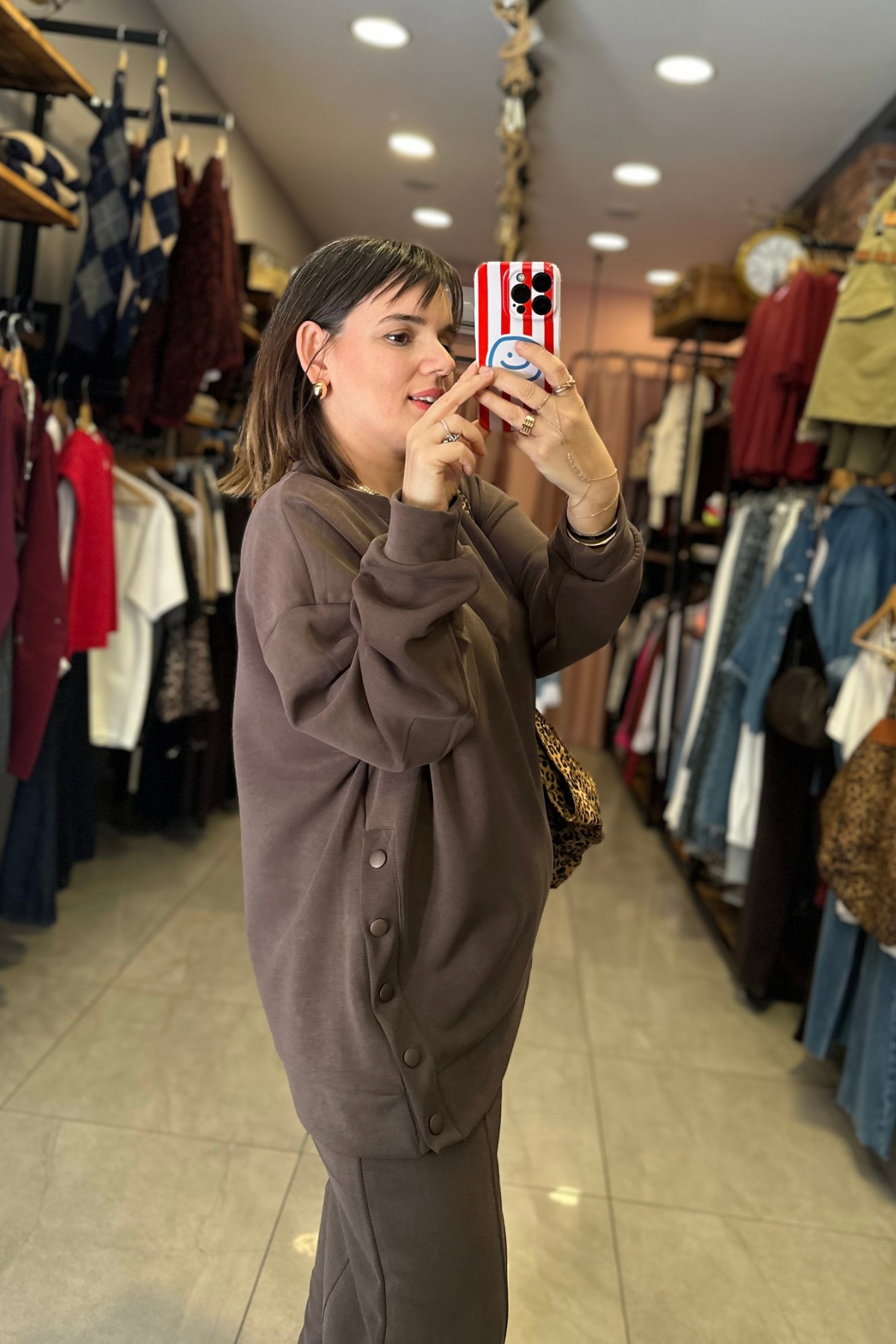 Modal Çıtçıt Detay Takım - Kahve