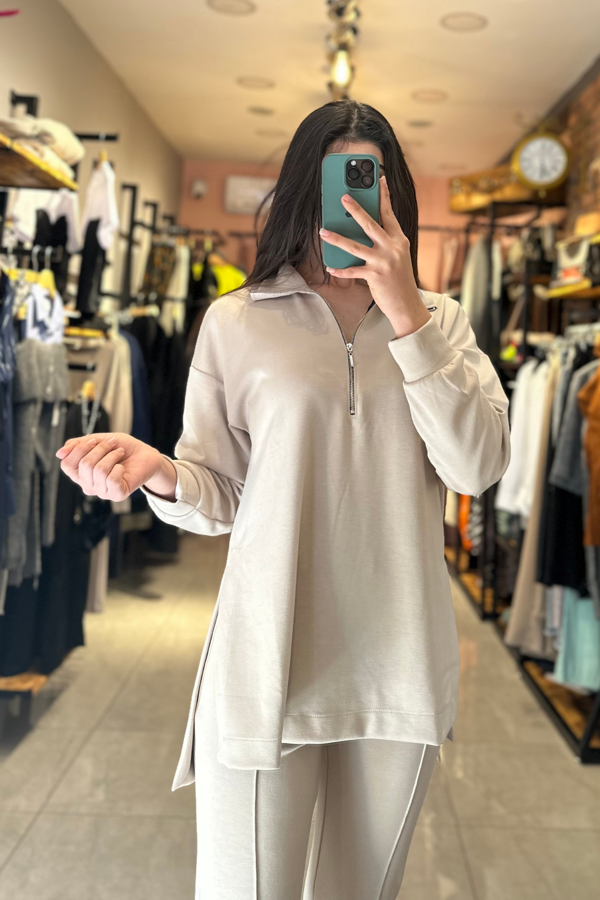 Modal Polo Yaka Bej Takım