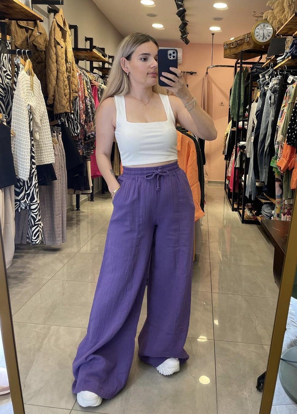 Müslin Palazzo Pantolon - MOR