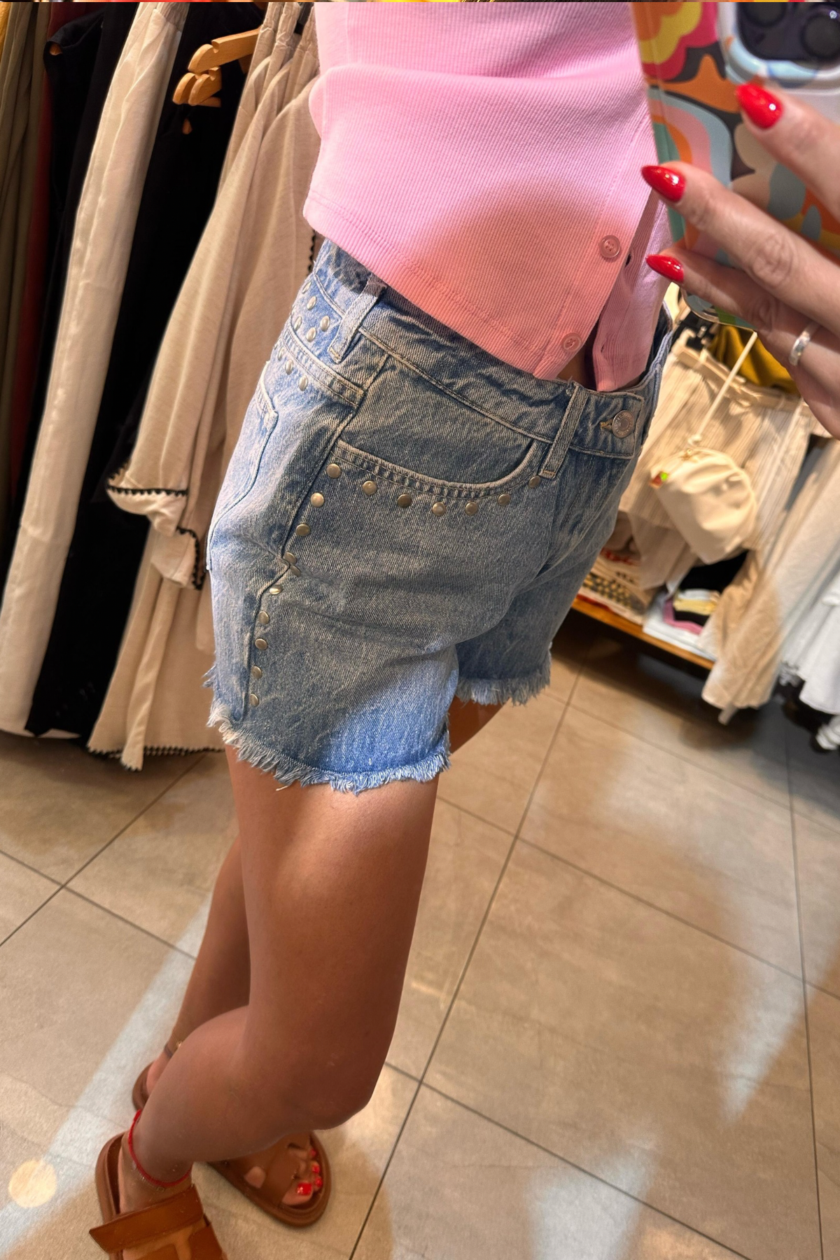 Orj Marka Zımbalı Kot Şort