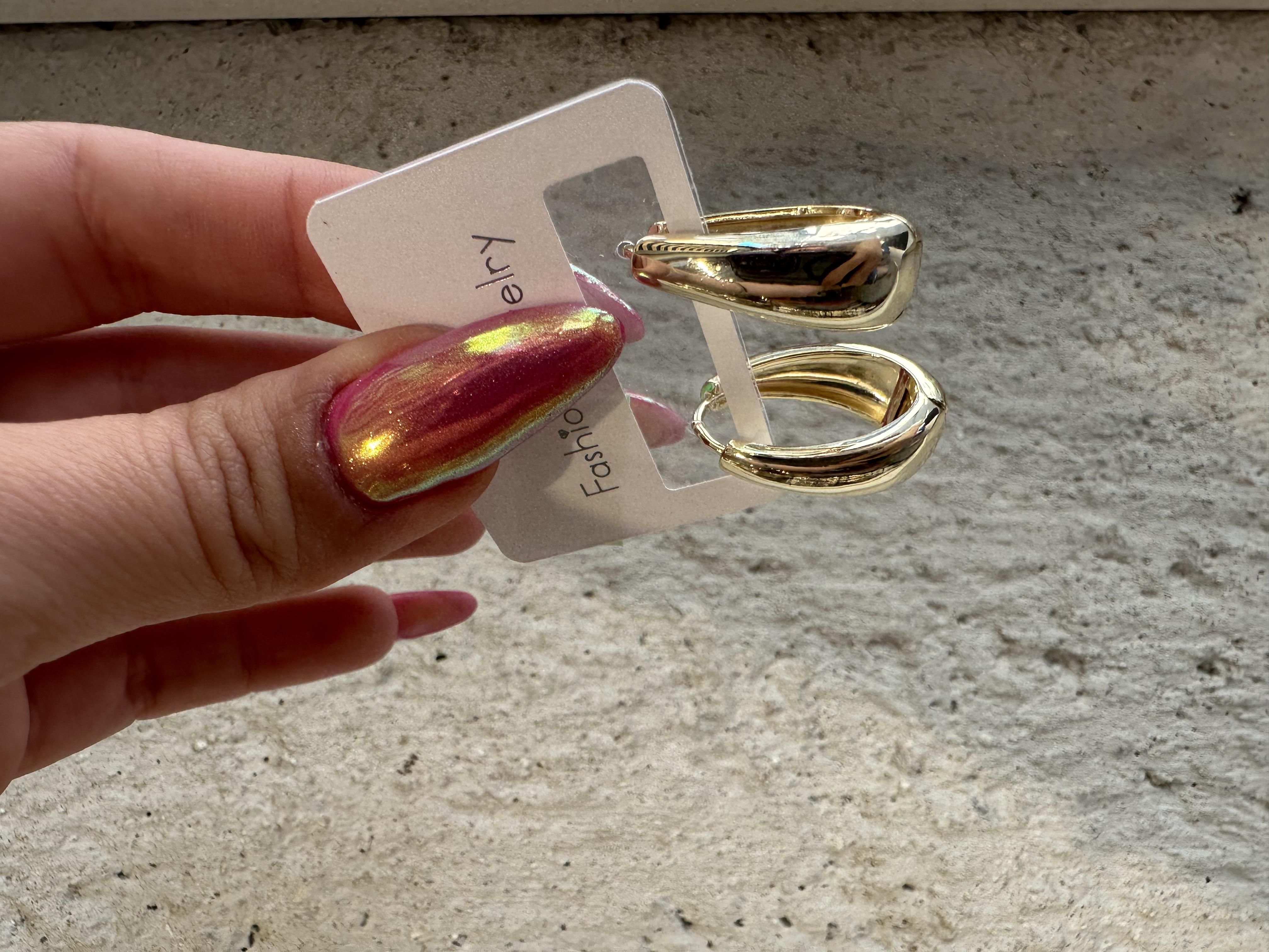 Oval Gold Çelik Halka Küpe