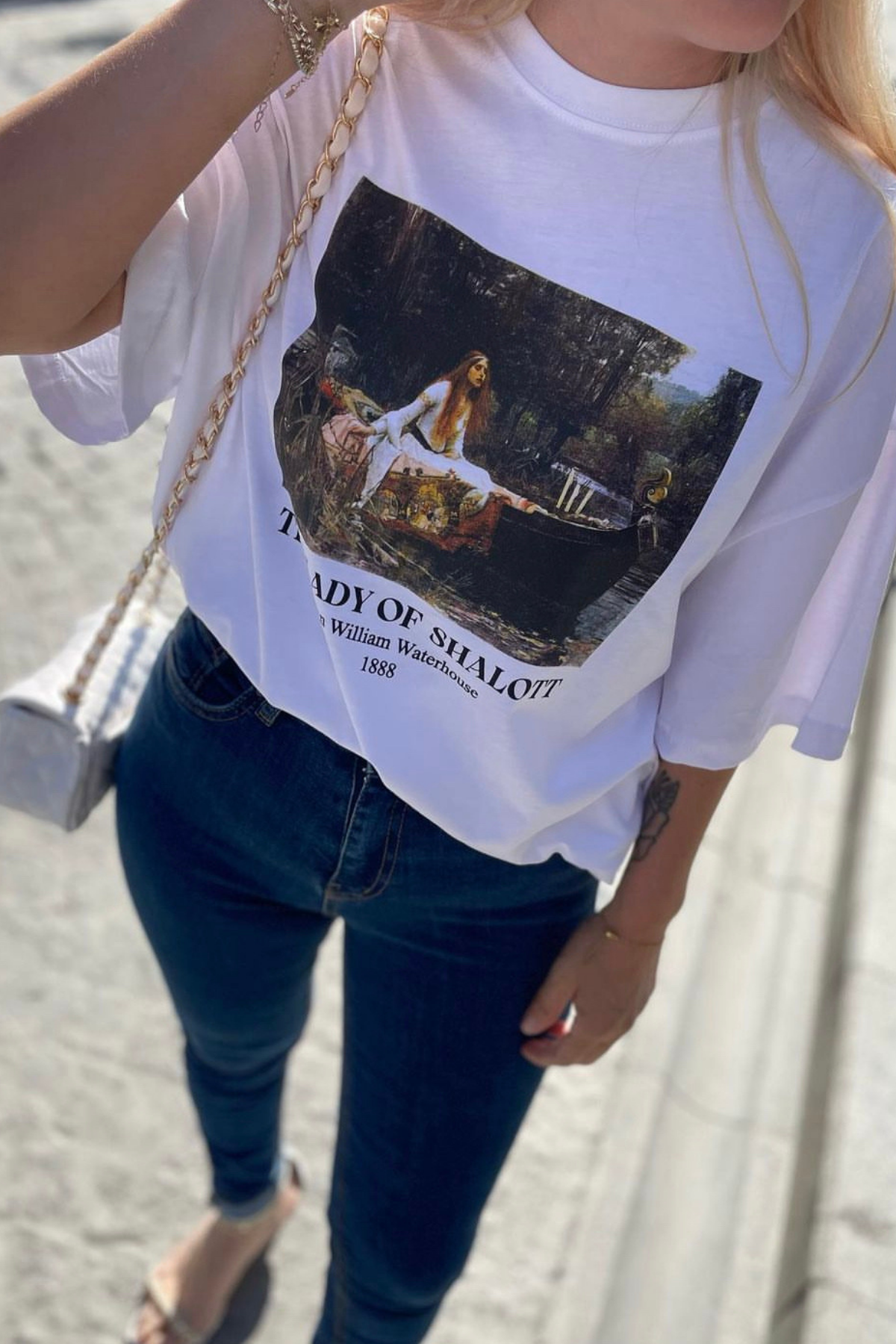 Oversize Baskılı Tişört - BEYAZ