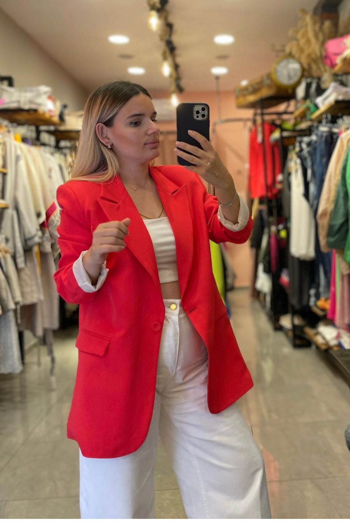 Oversize Blazer Ceket - KIRMIZI