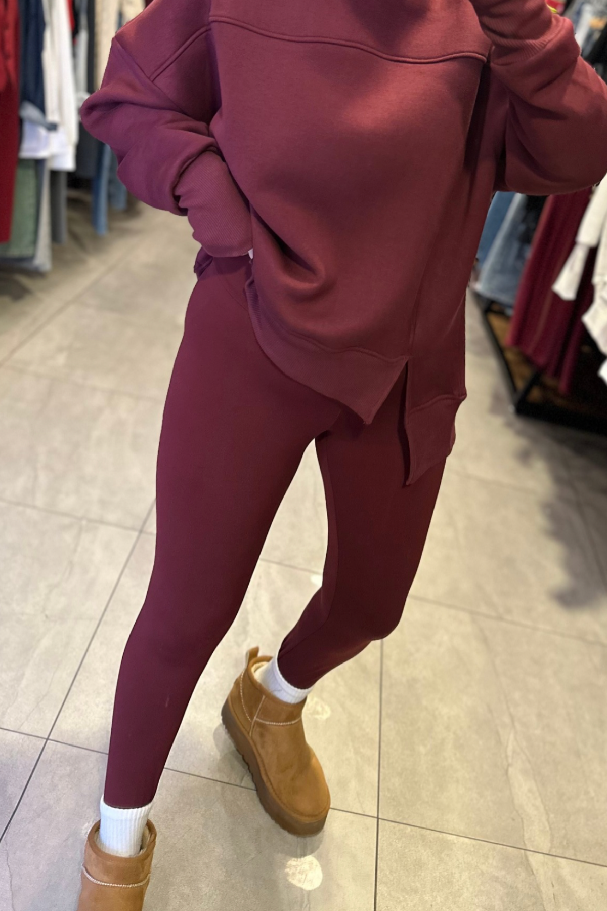 Oysh Fit Toparlayıcı Modal Tayt - Bordo