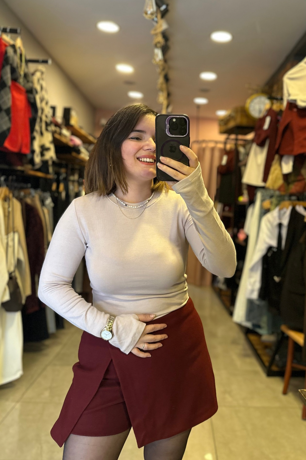 Oysh Parmak Geçme Body - Bej
