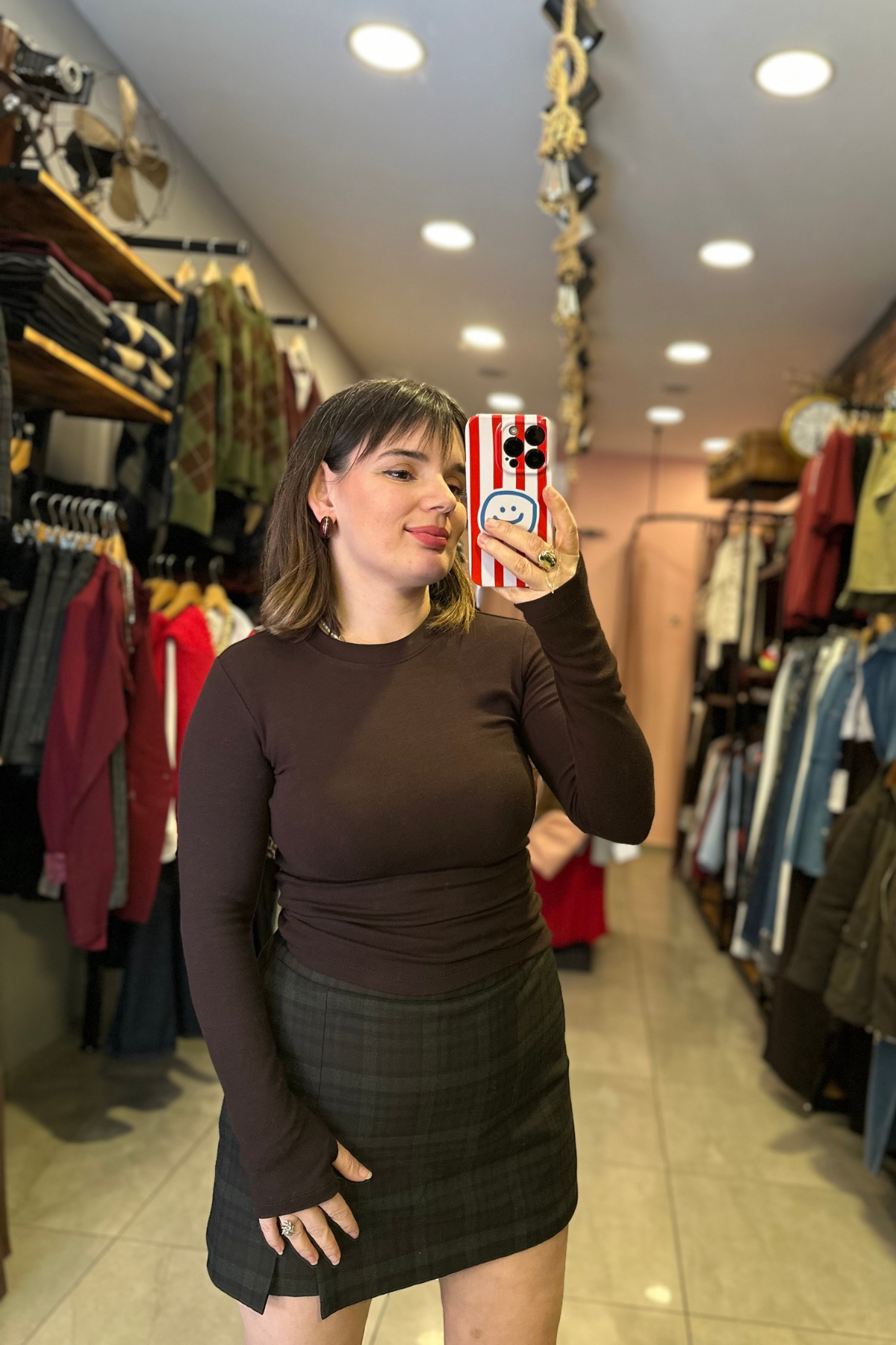 Oysh Parmak Geçme Body - Kahverengi