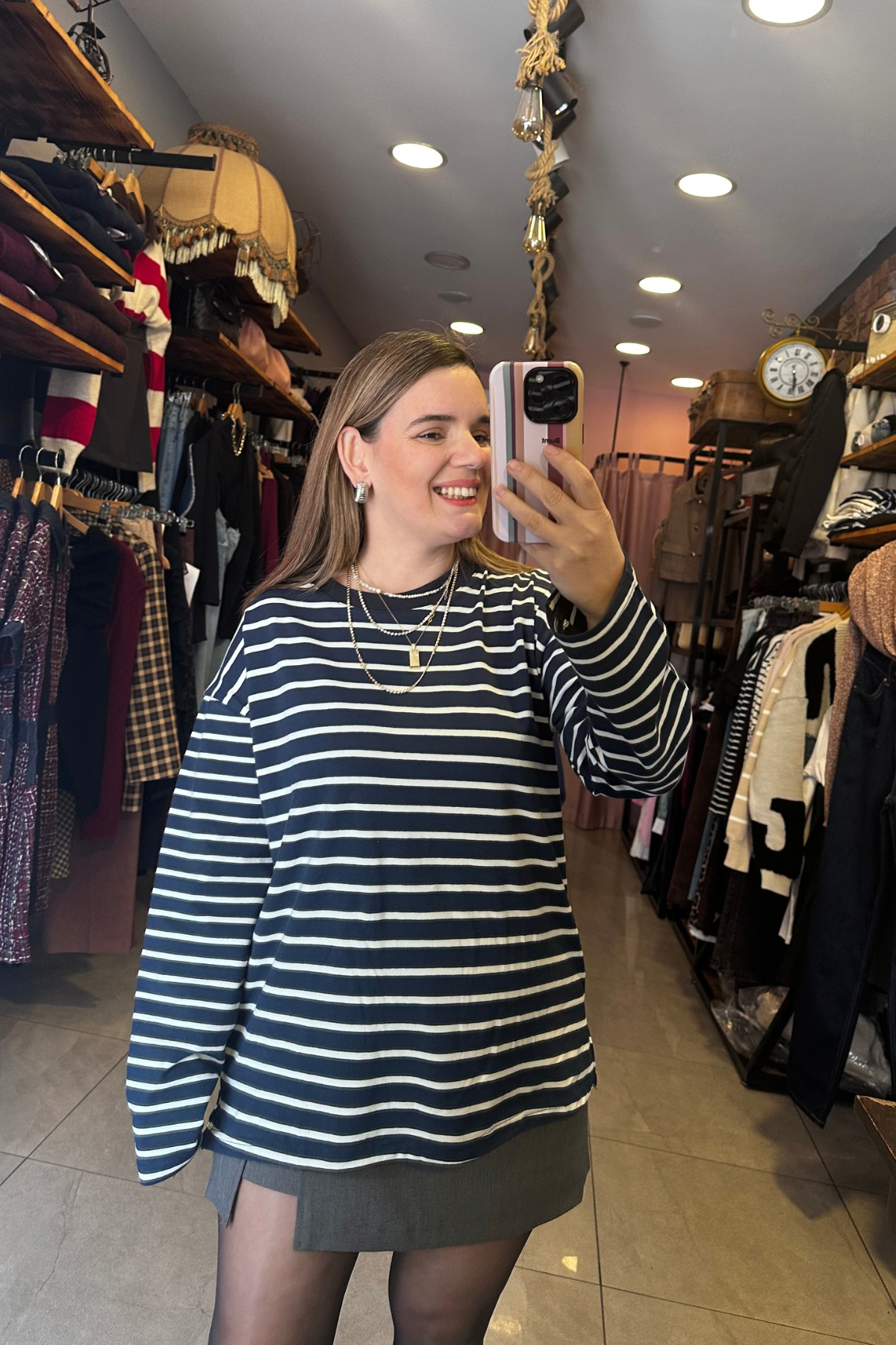 Pamuklu Çizgili Basic - Lacivert