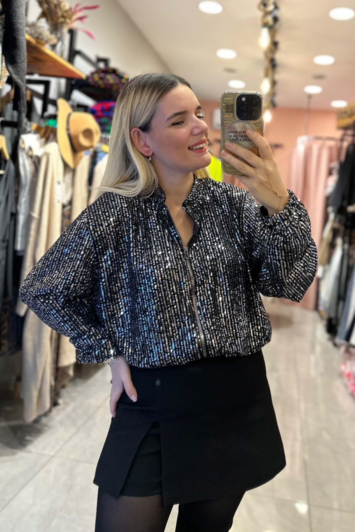 Payetli Bomber Ceket