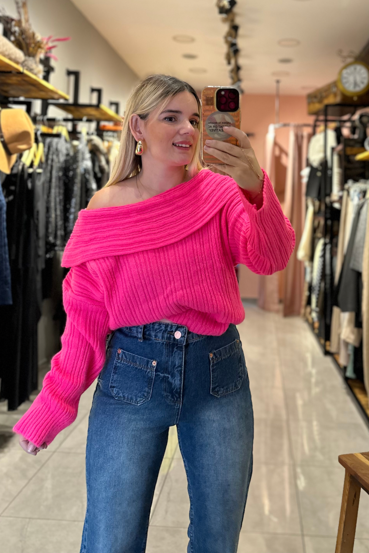 Pembe Madonna Yaka Triko