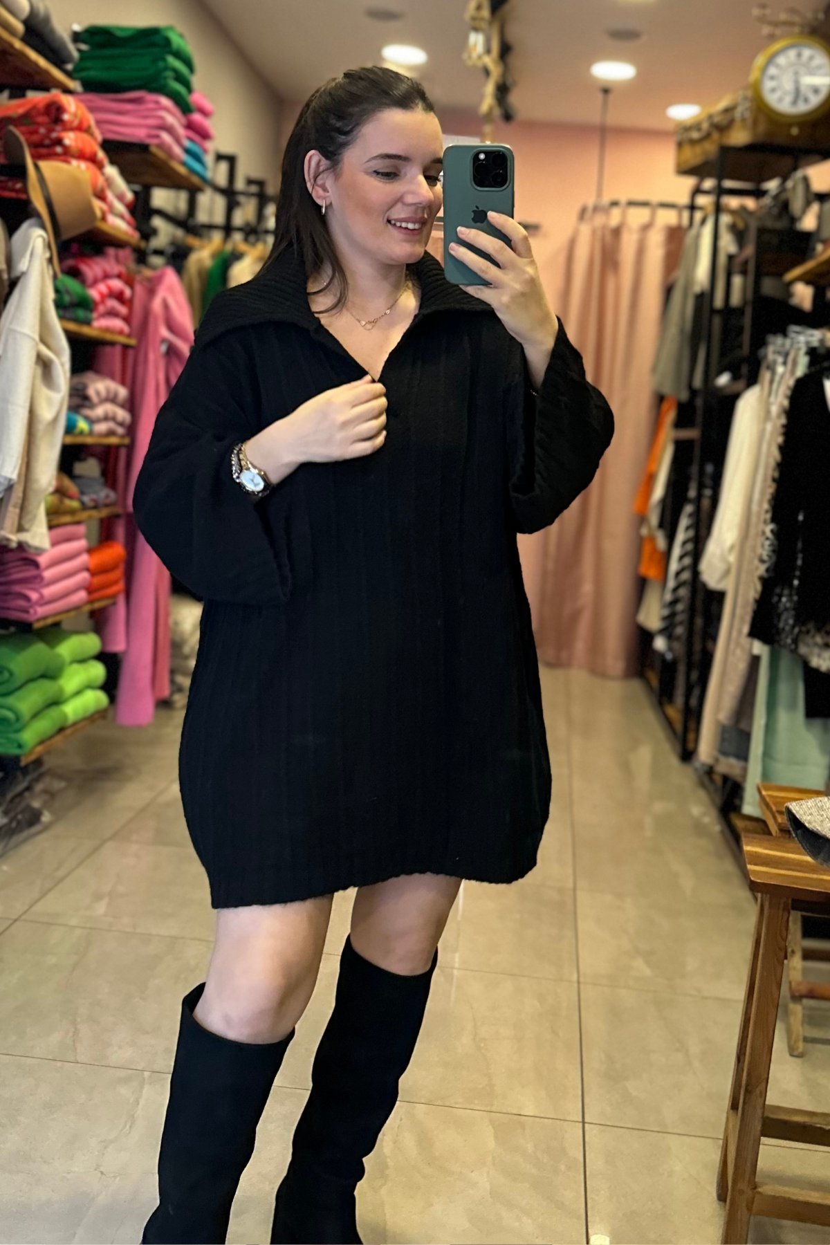 Polo Yaka Fitilli Triko Sİyah