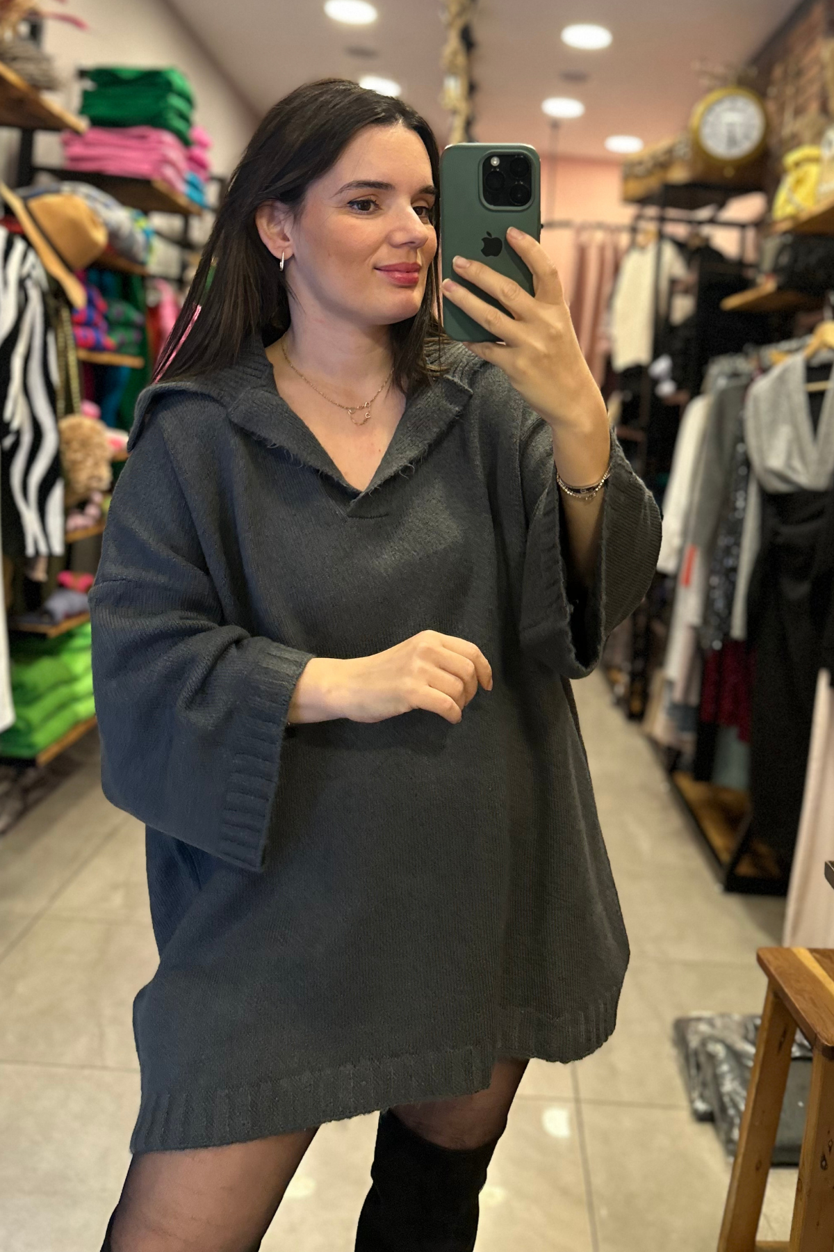 Polo Yaka Salaş Triko antrasit