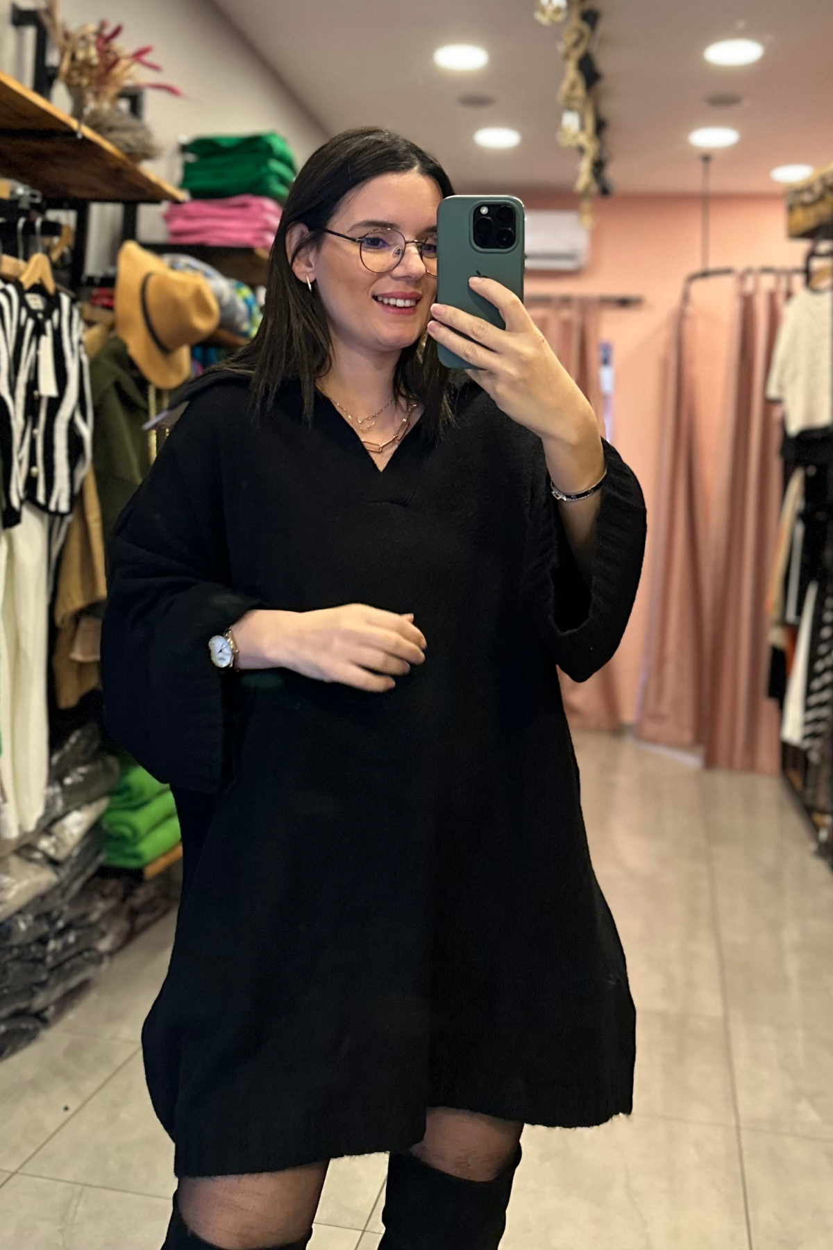 Polo Yaka Salaş Triko siyah