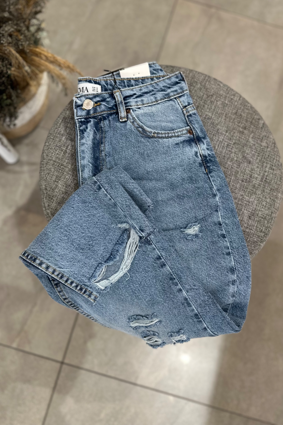 Pomea Yırtık Mom Jean
