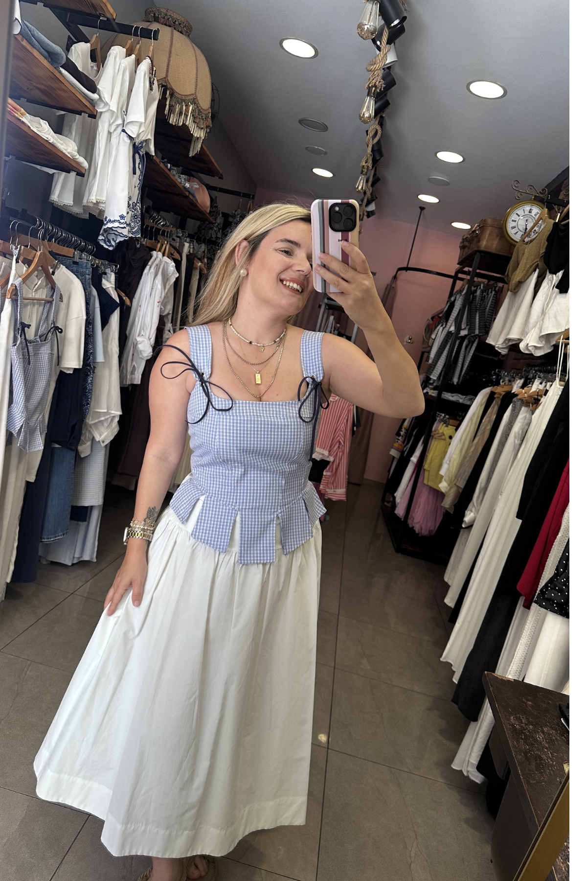 Pötikare Desenli Sırtı Fermuarlı Bebe Mavisi Korse Crop