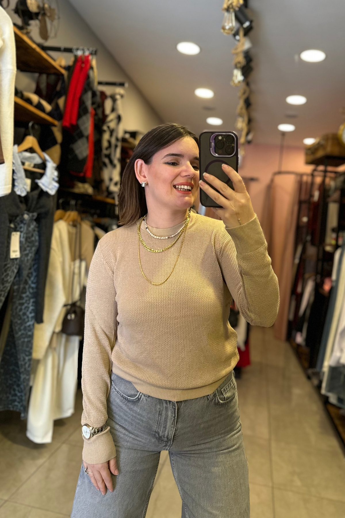 Premium File Örgü Triko - bej