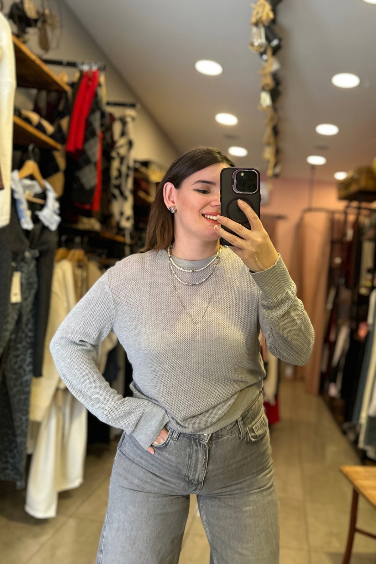 Premium File Örgü Triko - Gri