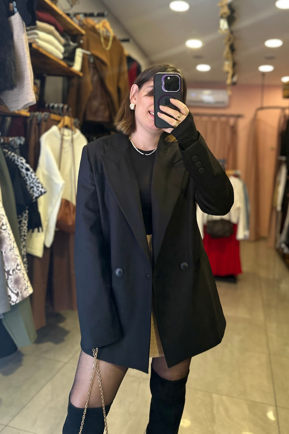 Premıum Süet Siyah Blazer Ceket