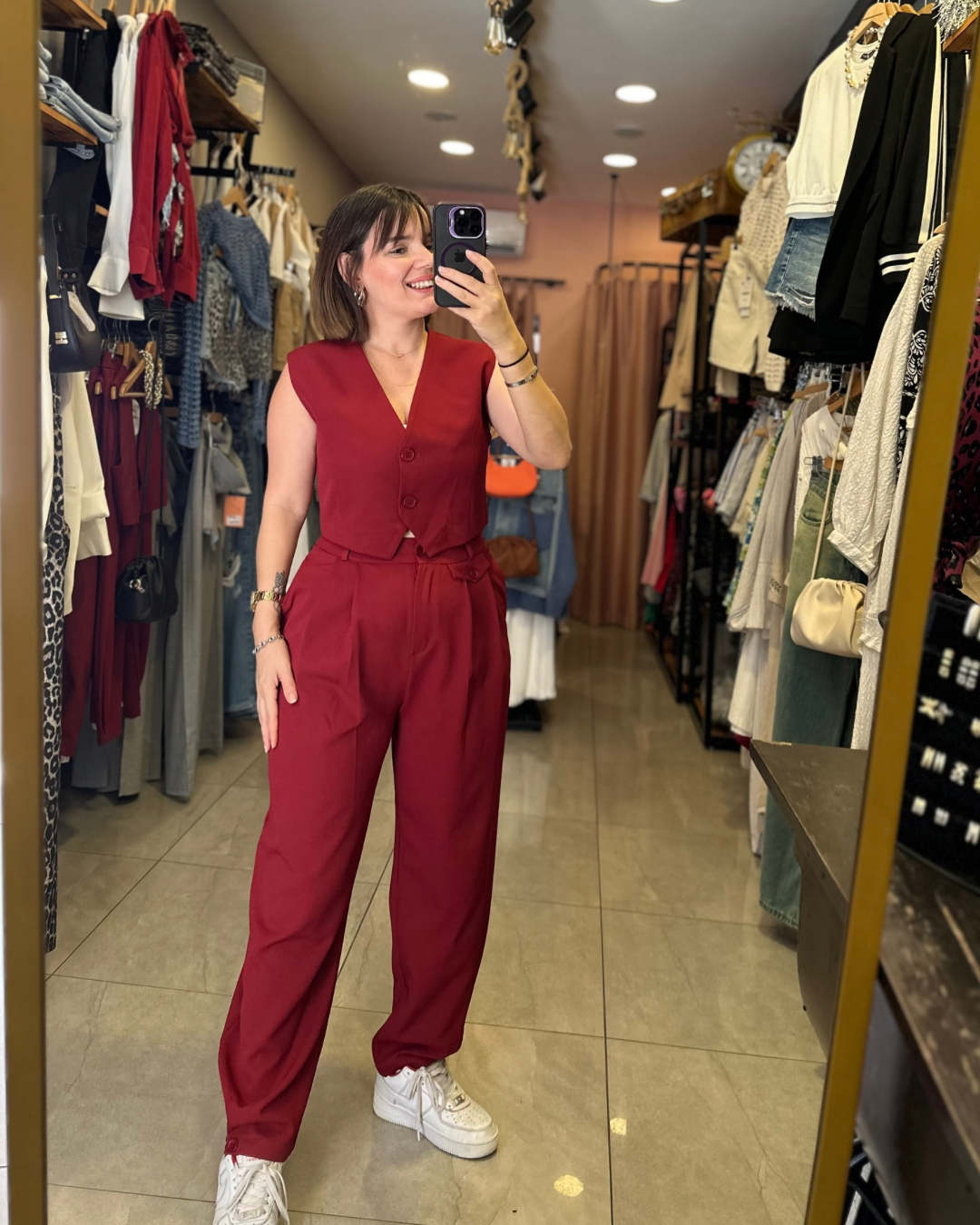 Premium Yelekli Takım - Bordo