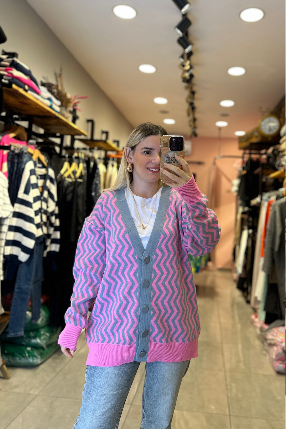 Renkli hırka - pembe