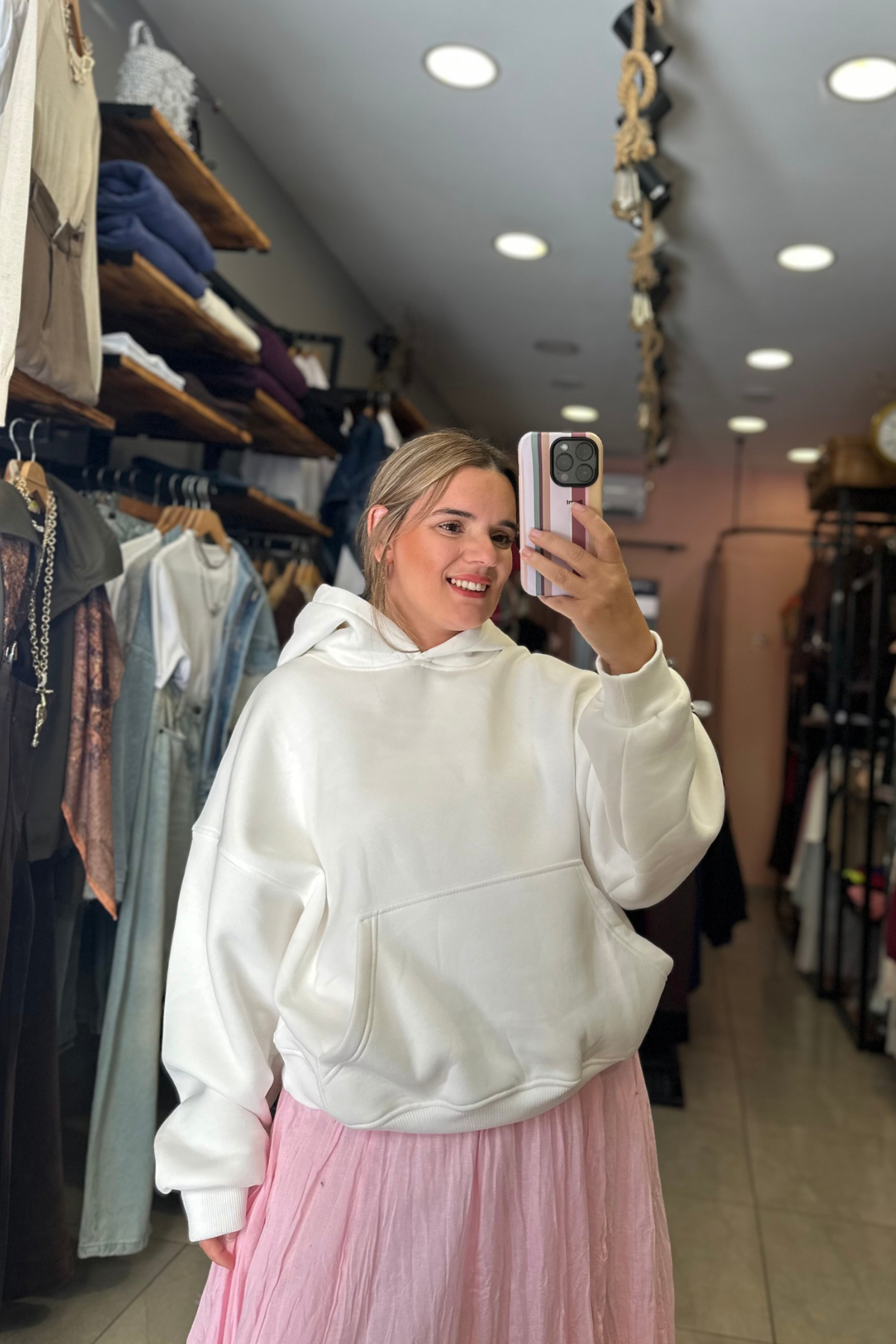 Şardonlu kapşonlu Sweet - beyaz