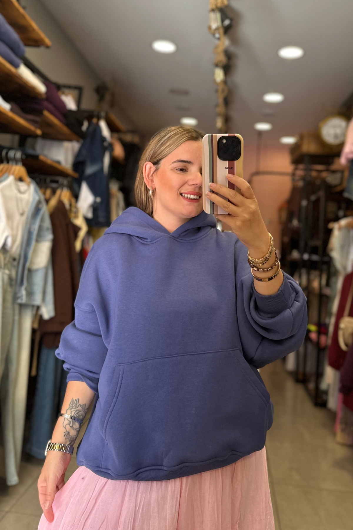 Şardonlu kapşonlu Sweet - mavi