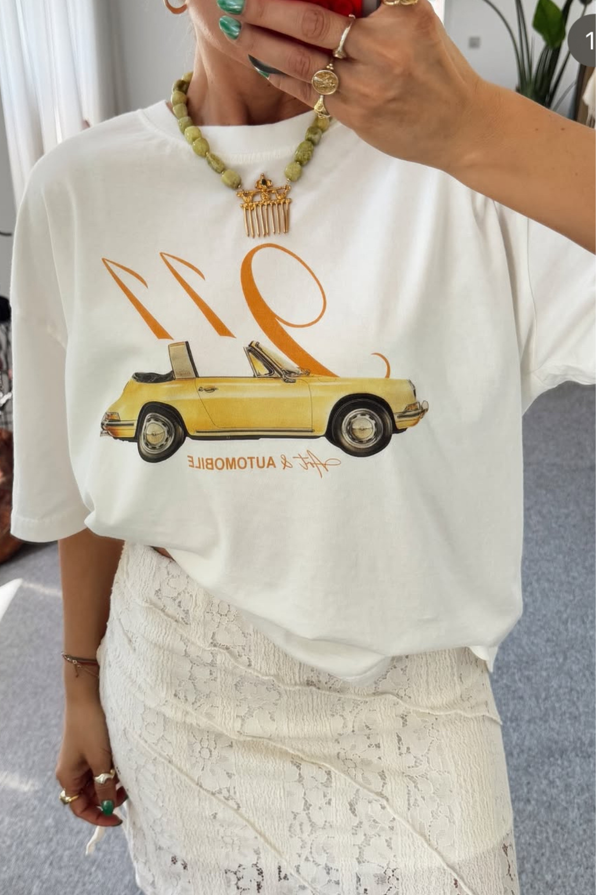 Sarı Araba Baskı Tişört