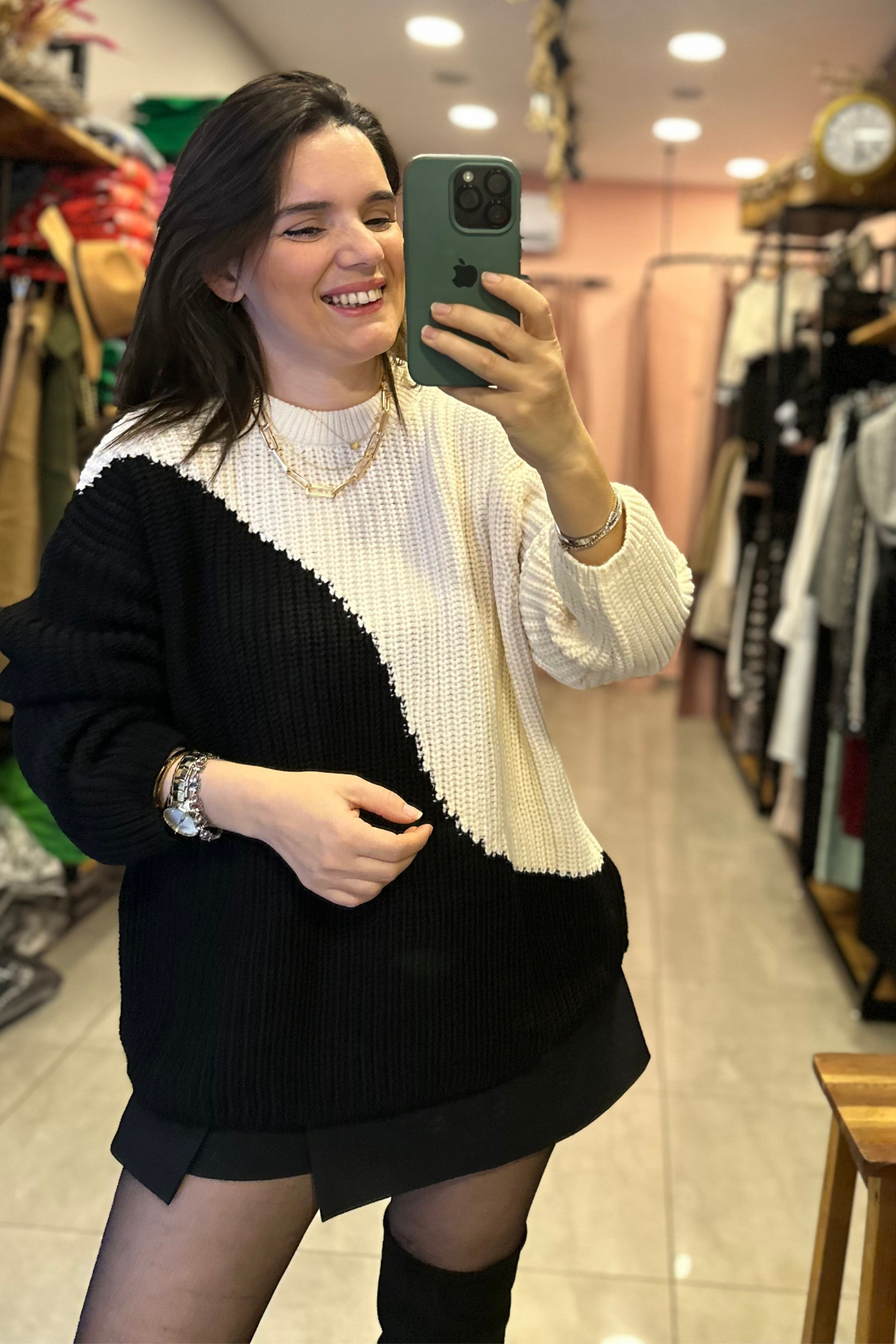 siyah beyaz geçişli örme triko