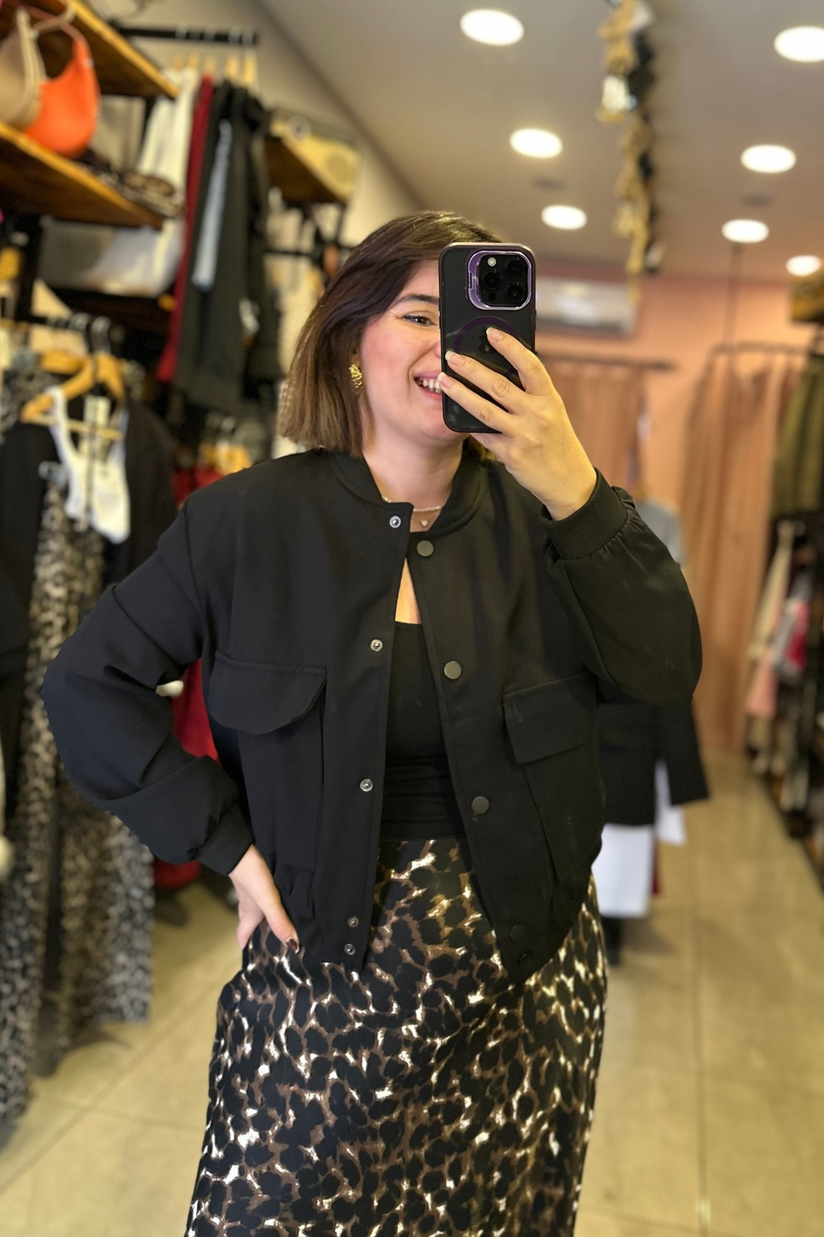 Siyah Vatkalı Bomber Ceket