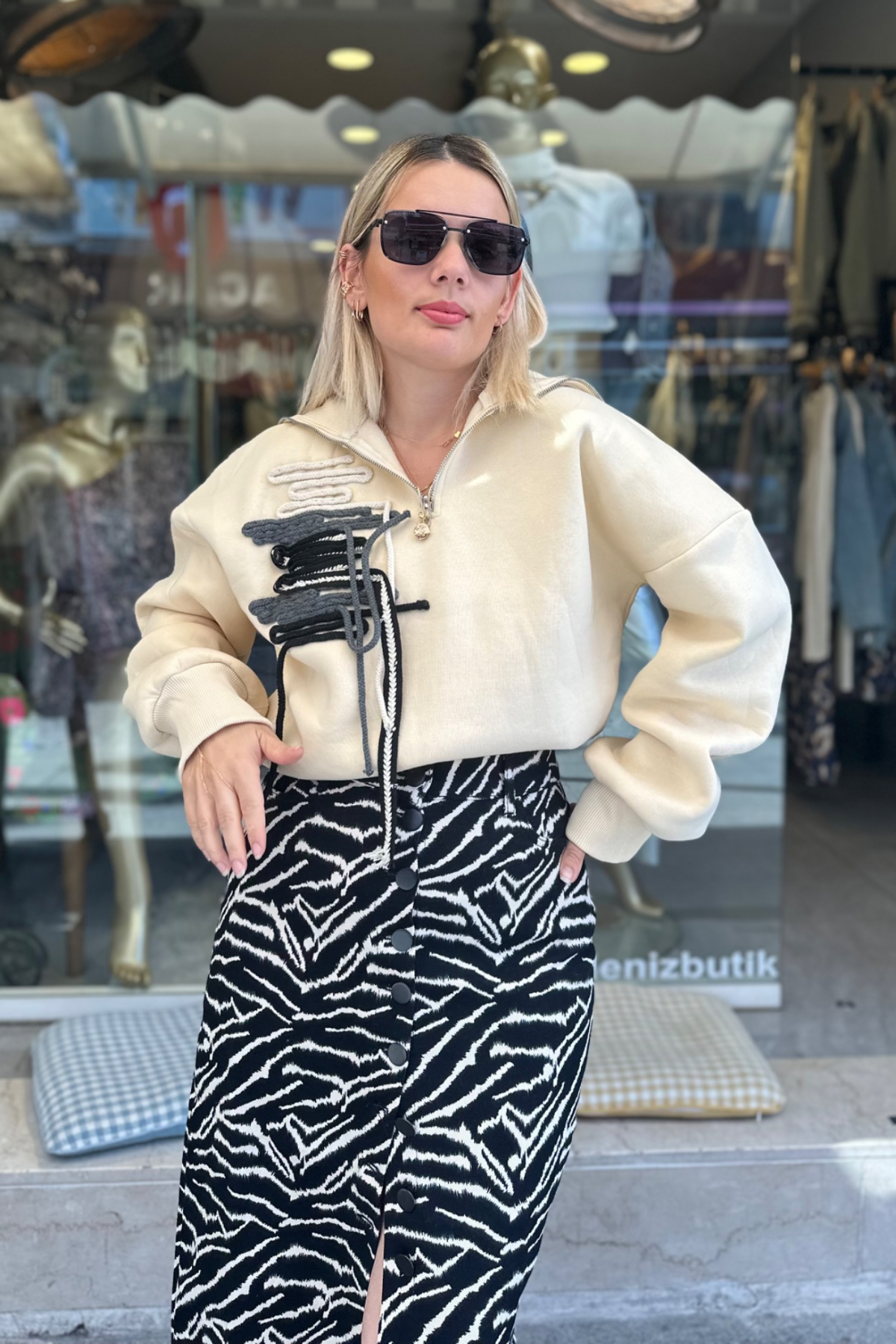 Tasarım fermuarlı Sweat