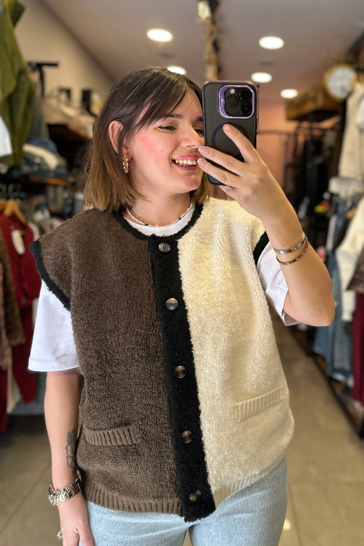 Teddy Çift Renk Yelek 