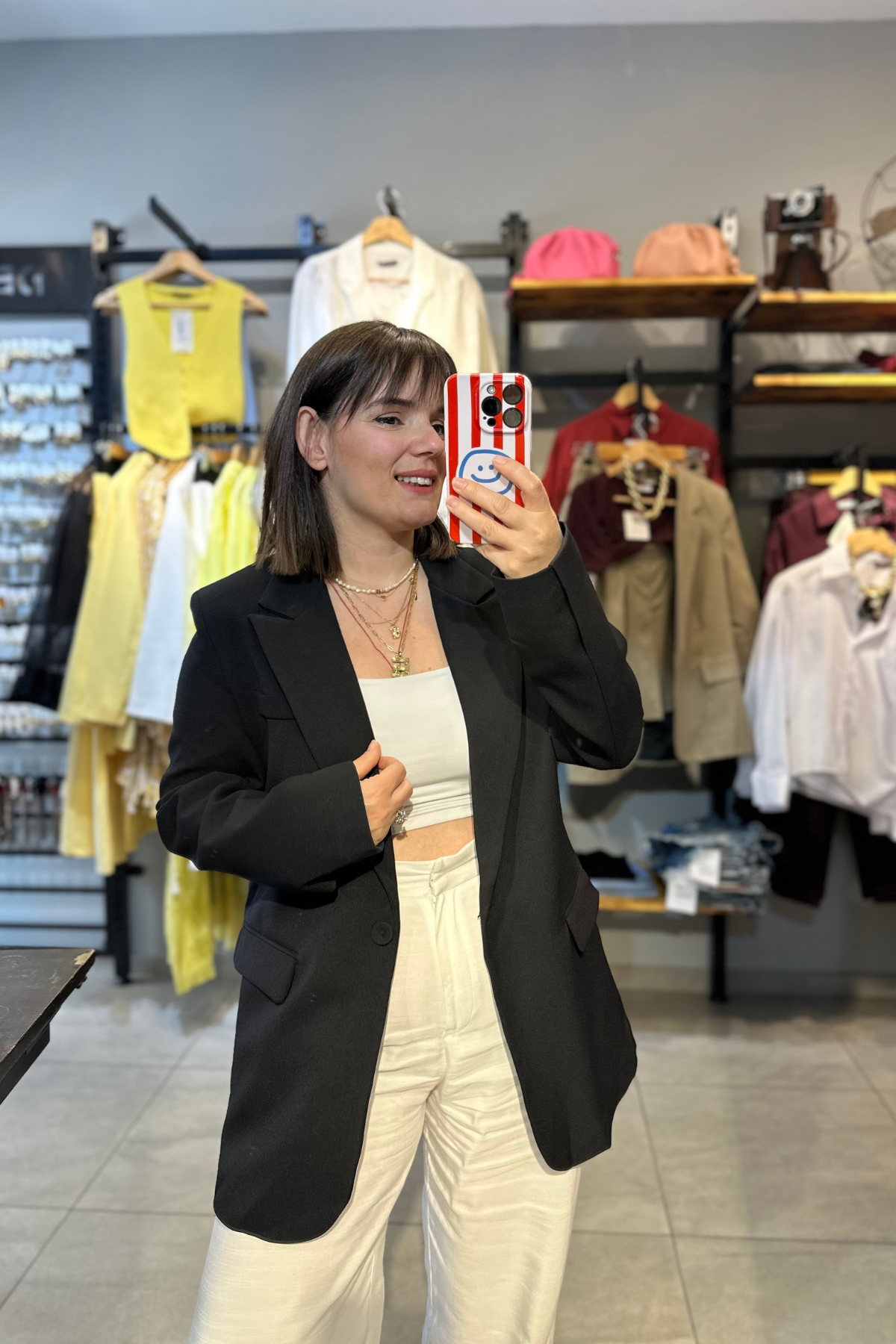 Tek Düğmeli Blazer - Siyah