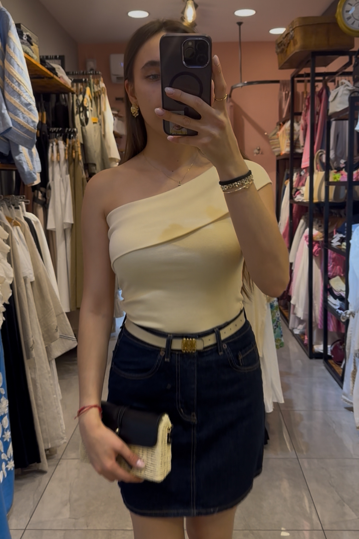 Tek Omuz Bluz - Sarı