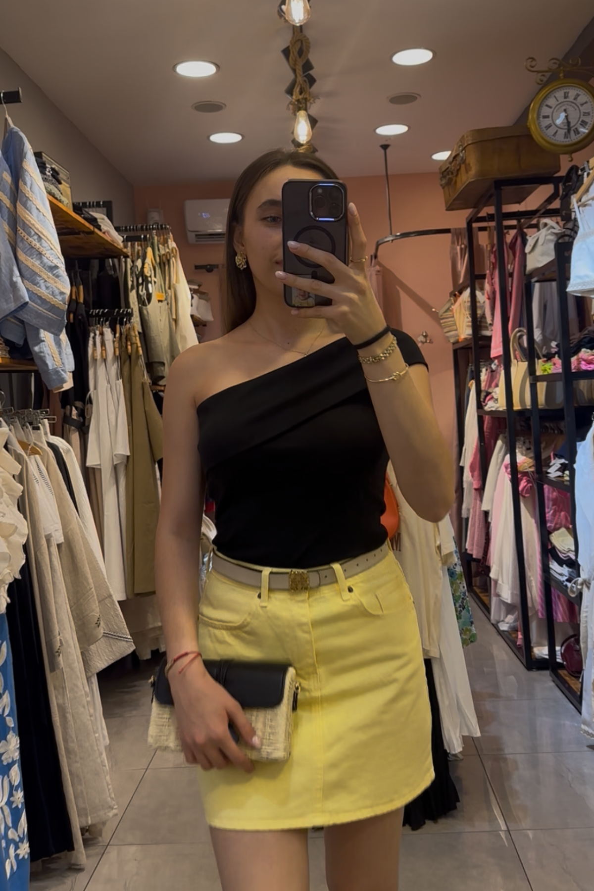 Tek Omuz Bluz - Siyah