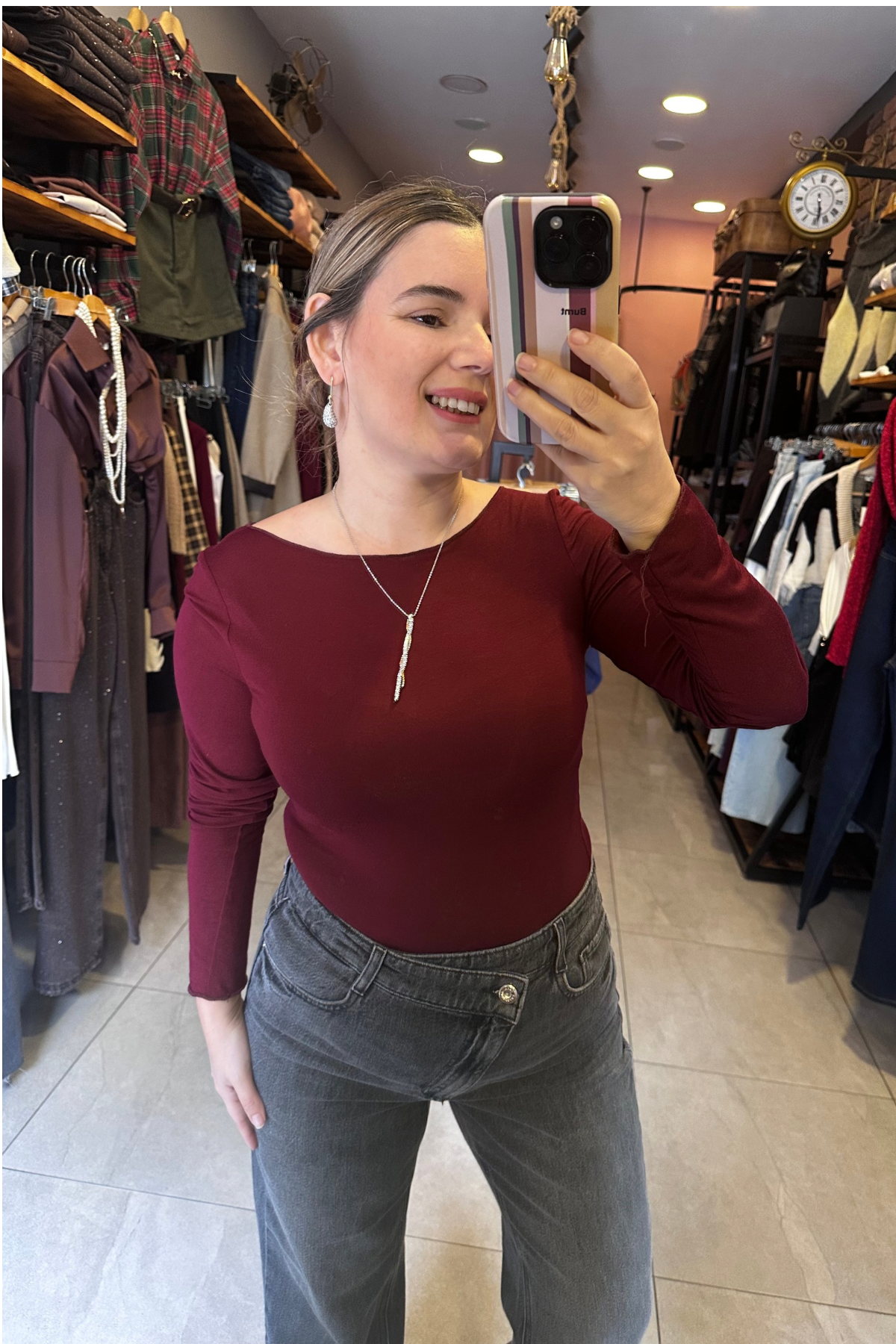 Transparan Bluz / Bordo