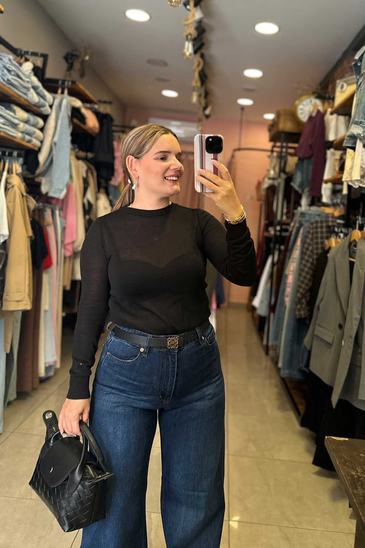 Transparan Siyah Bluz 