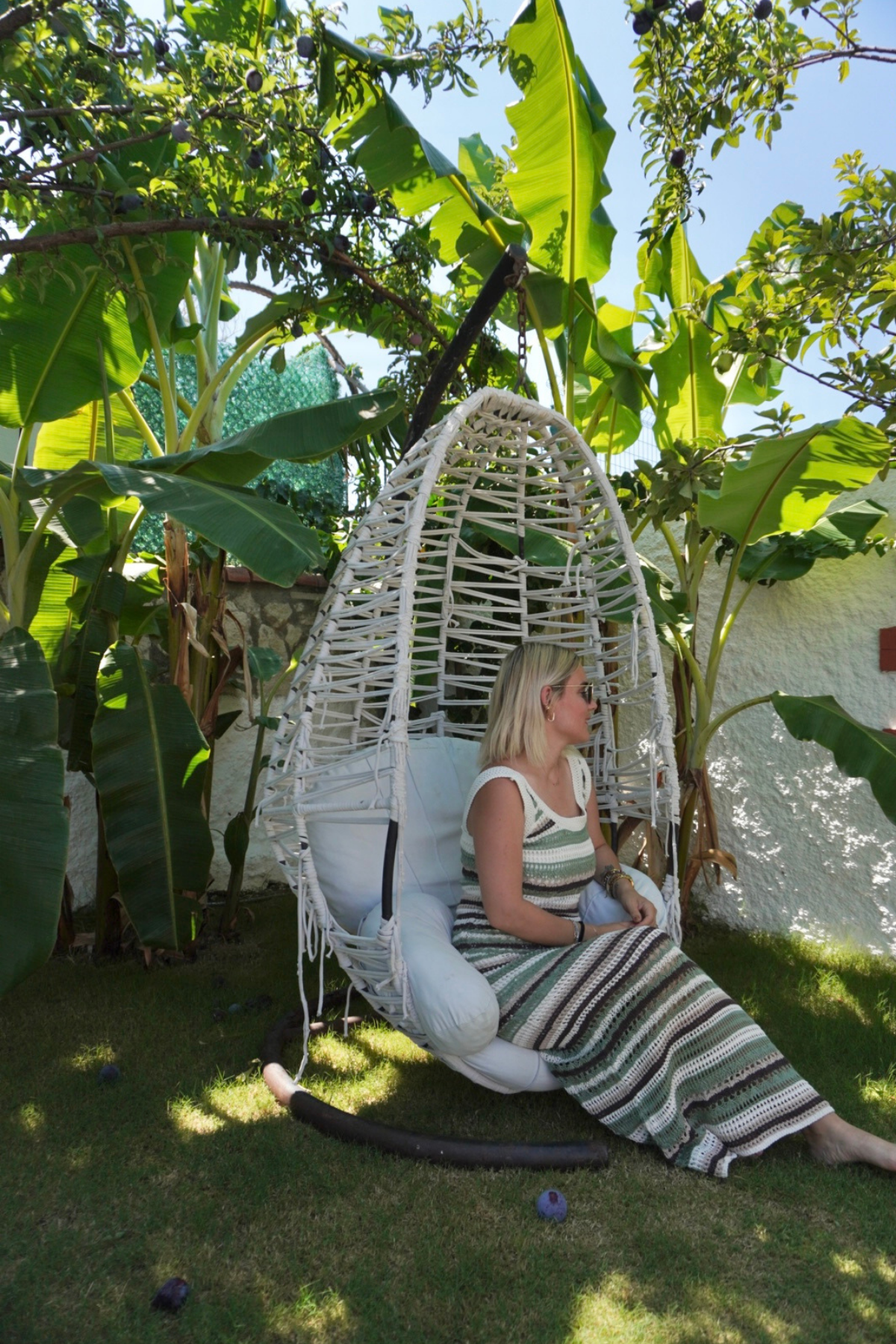 Triko Örme Elbise - YEŞİL & EKRU