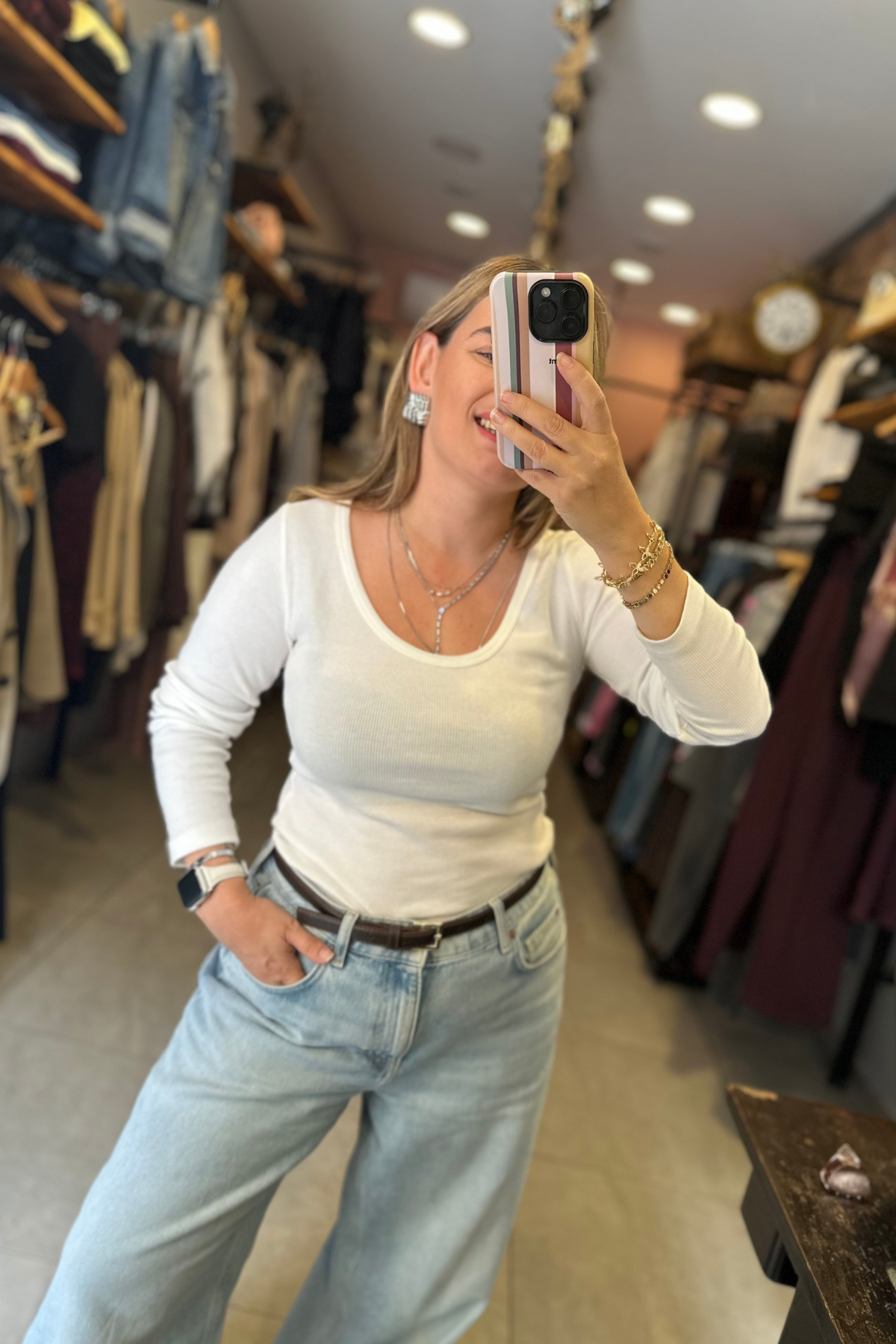 U Yaka Fitilli Badi - Beyaz