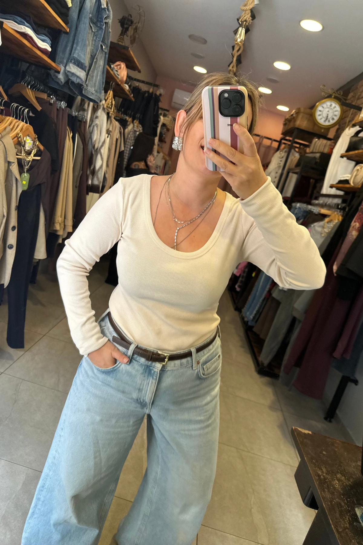 U Yaka Fitilli Badi - Krem