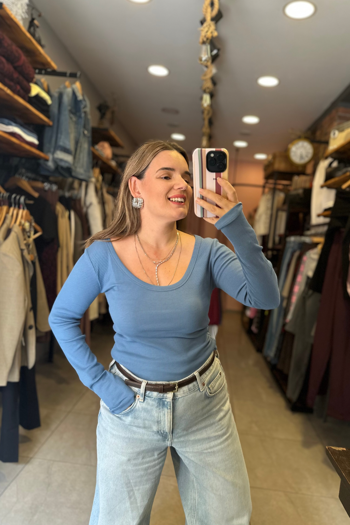 U Yaka Fitilli Badi - mavi