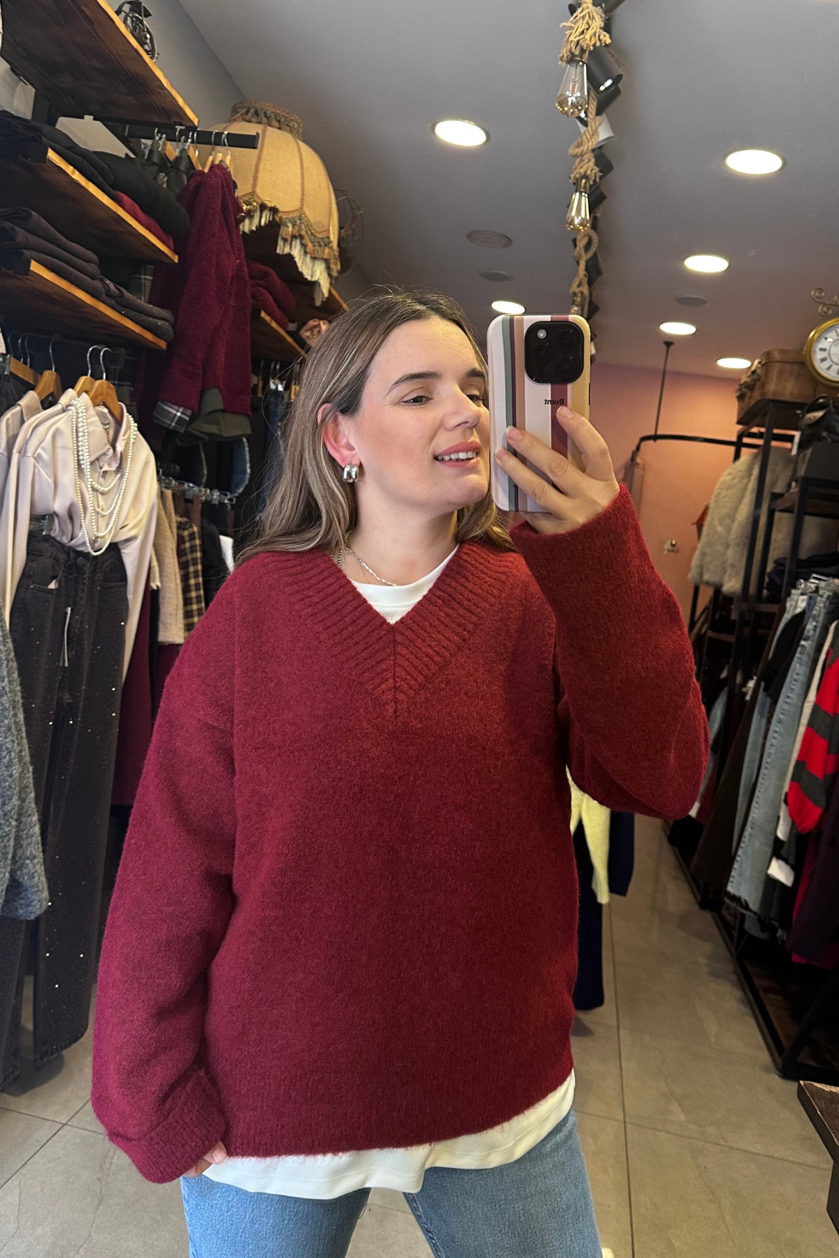 V Yaka Triko Kazak - Bordo