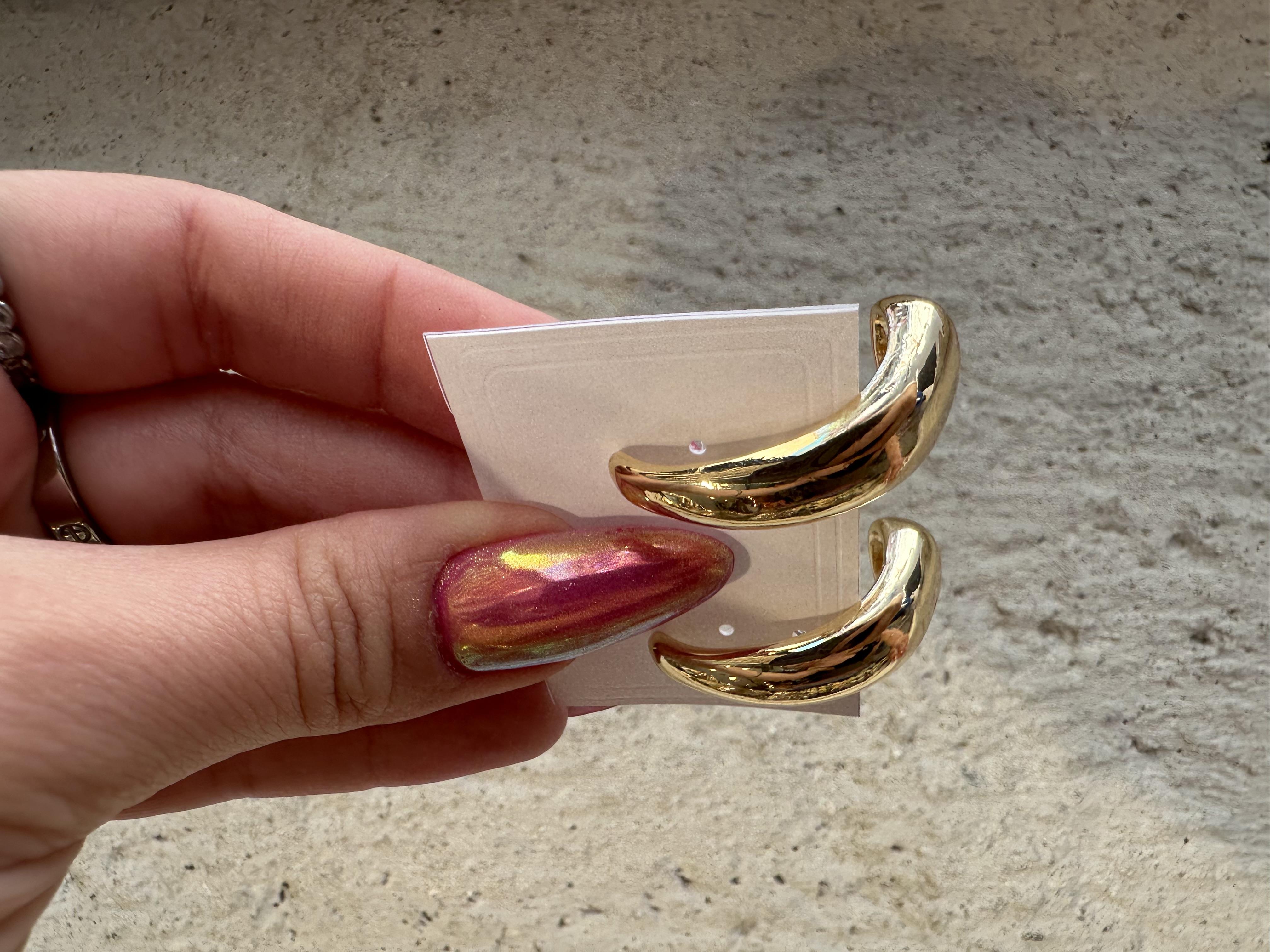 Yarım Ay Gold Çelik Küpe