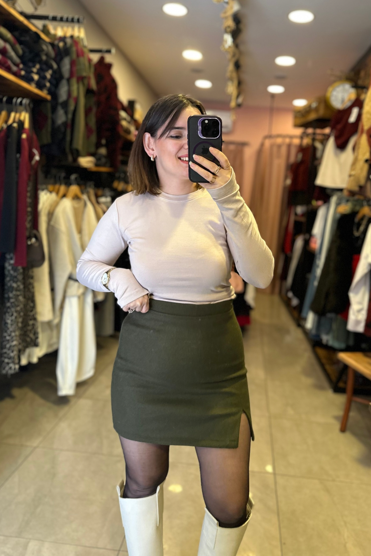Yeşil Kaşe Etek