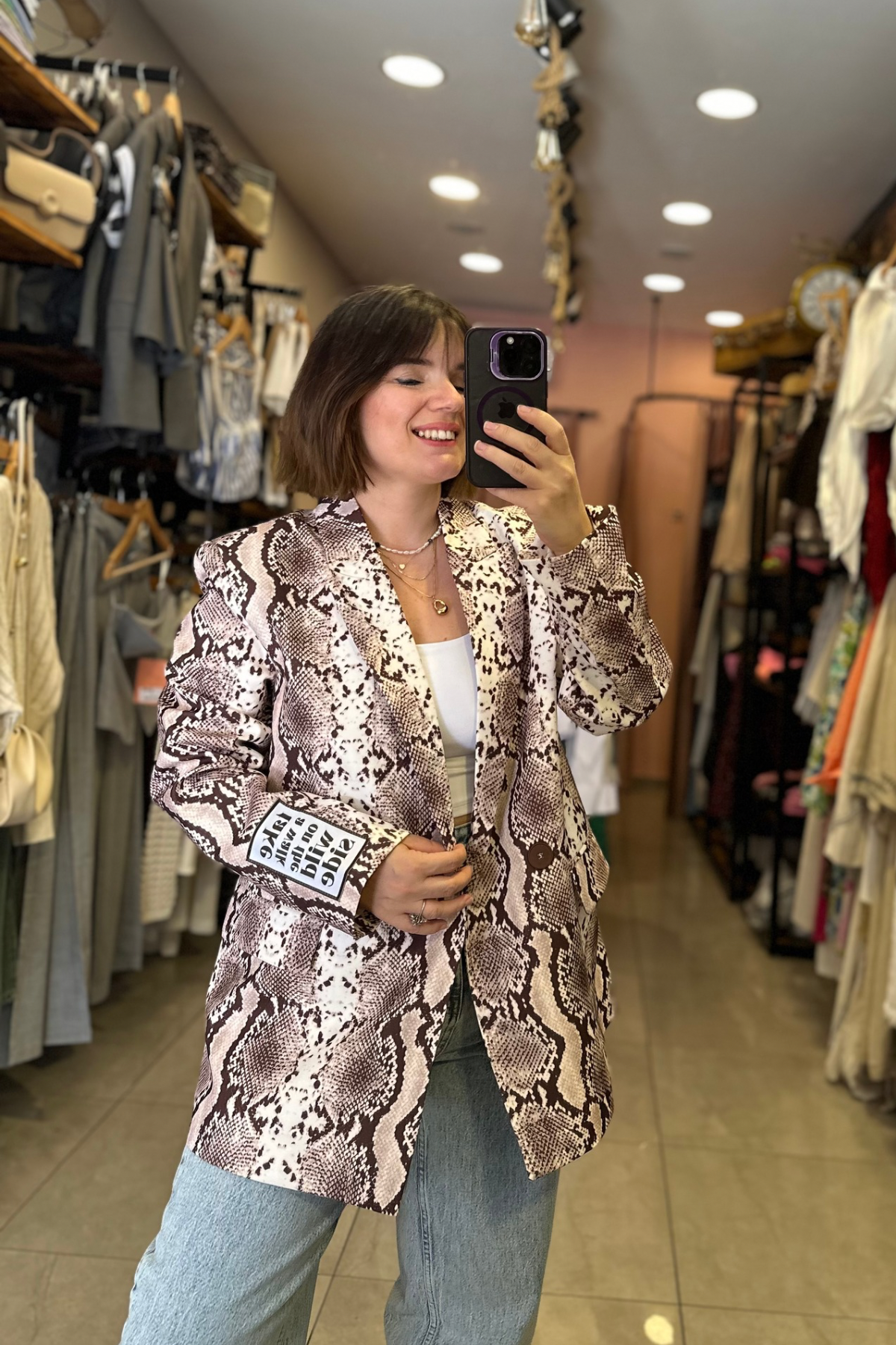 Yılan Desen Blazer Ceket