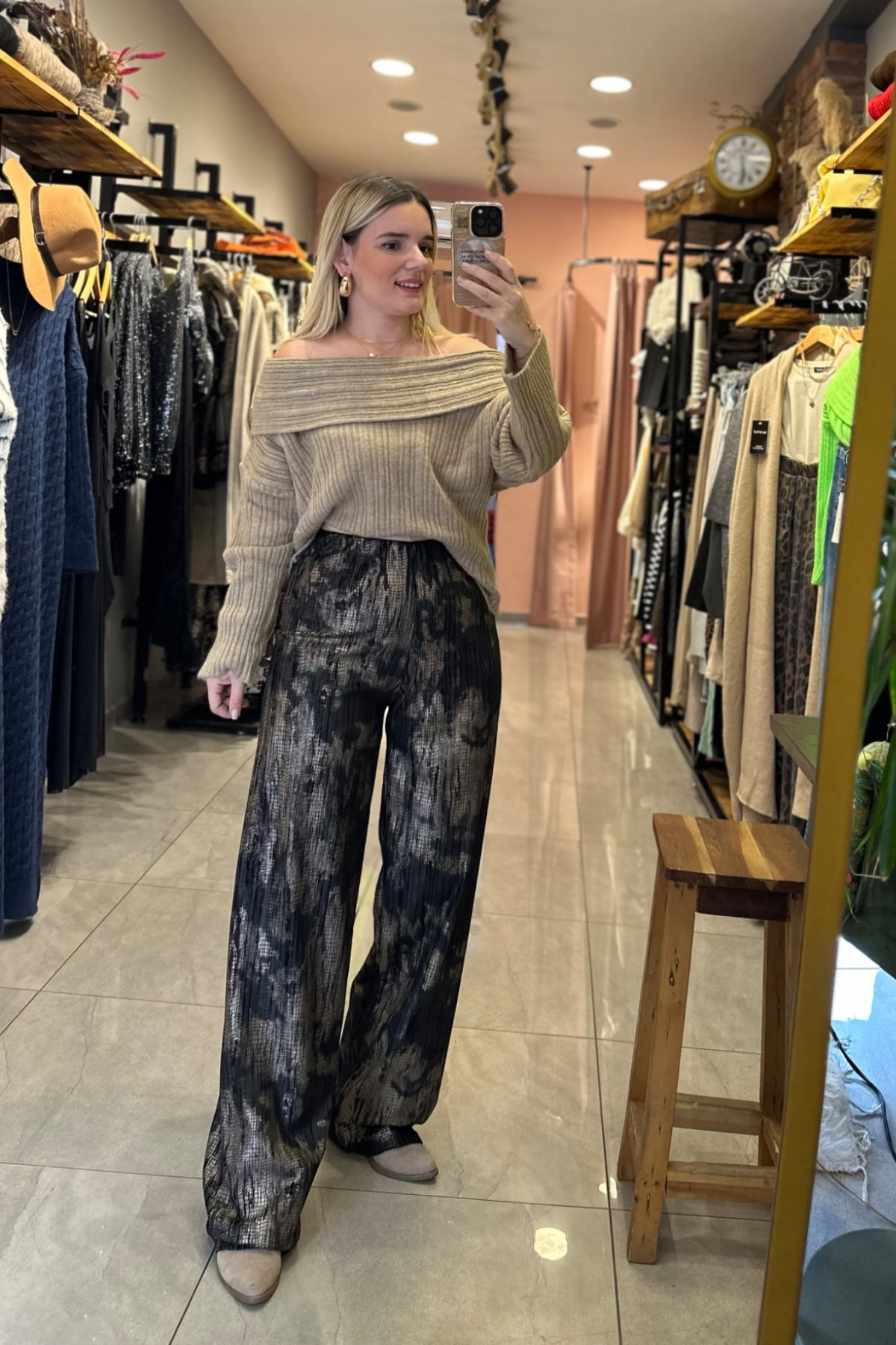 Yılan desen görünümlü pantolon