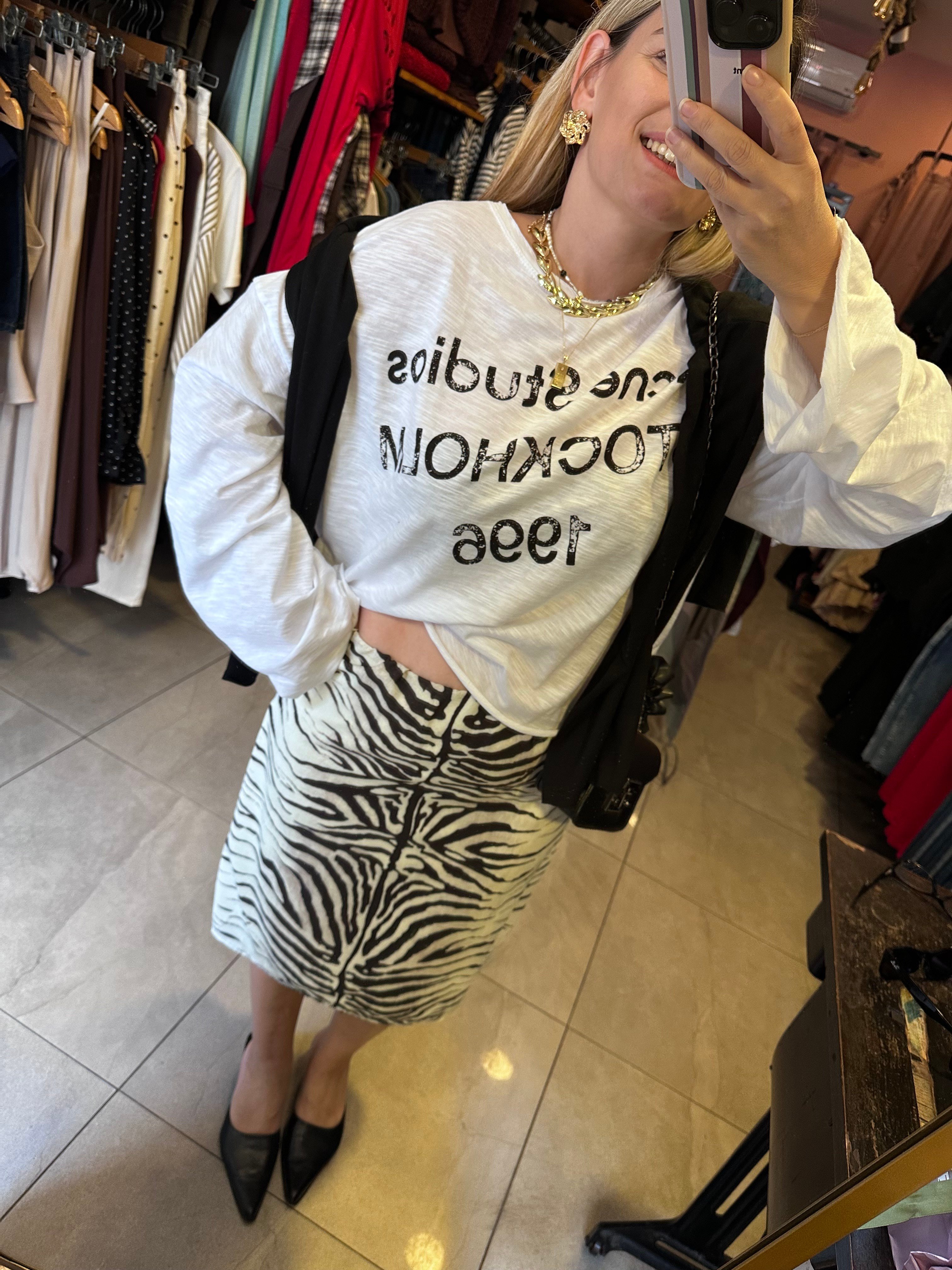 Zebra Desen Midi Kalem Etek