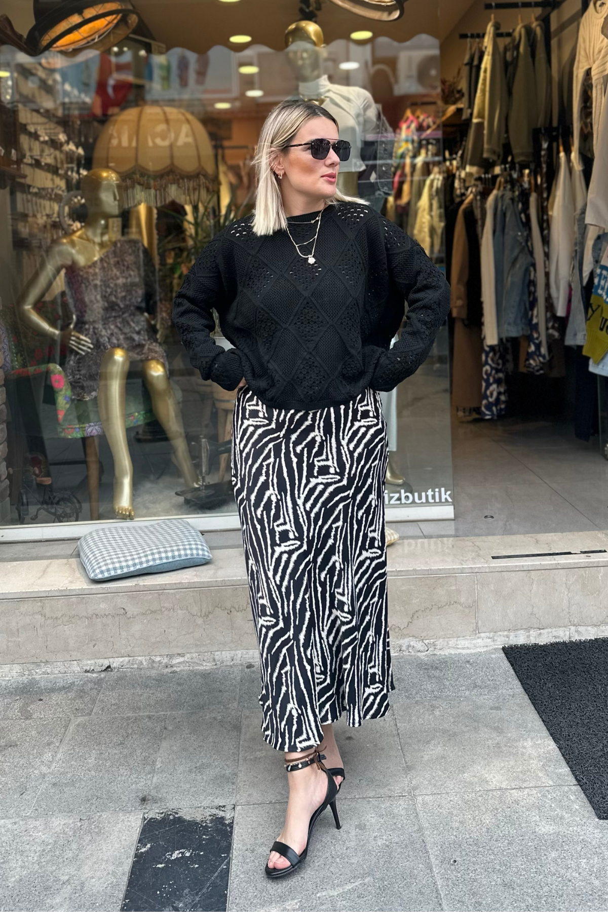 Zebra desen Saten Etek