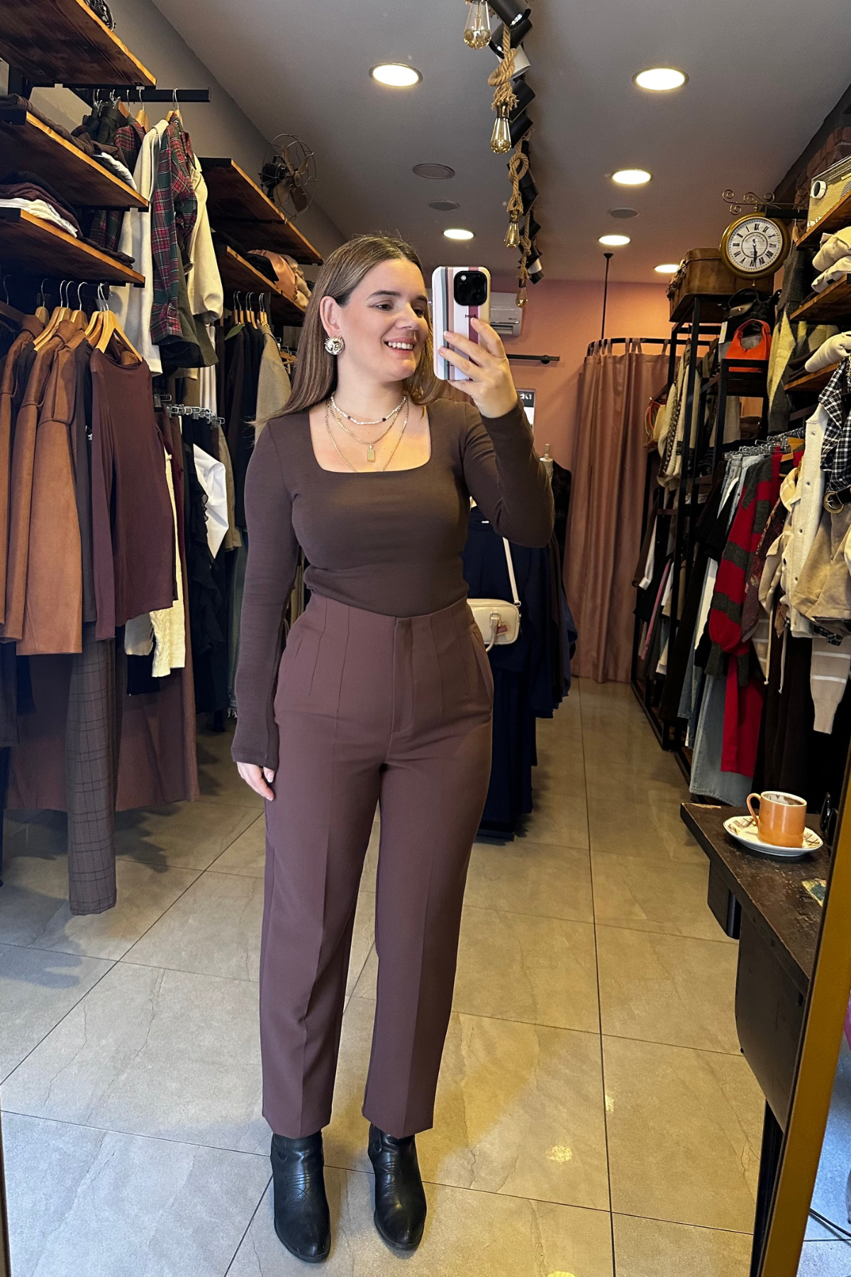 ZR Model Pensli Kumaş Pantolon - Kahverengi