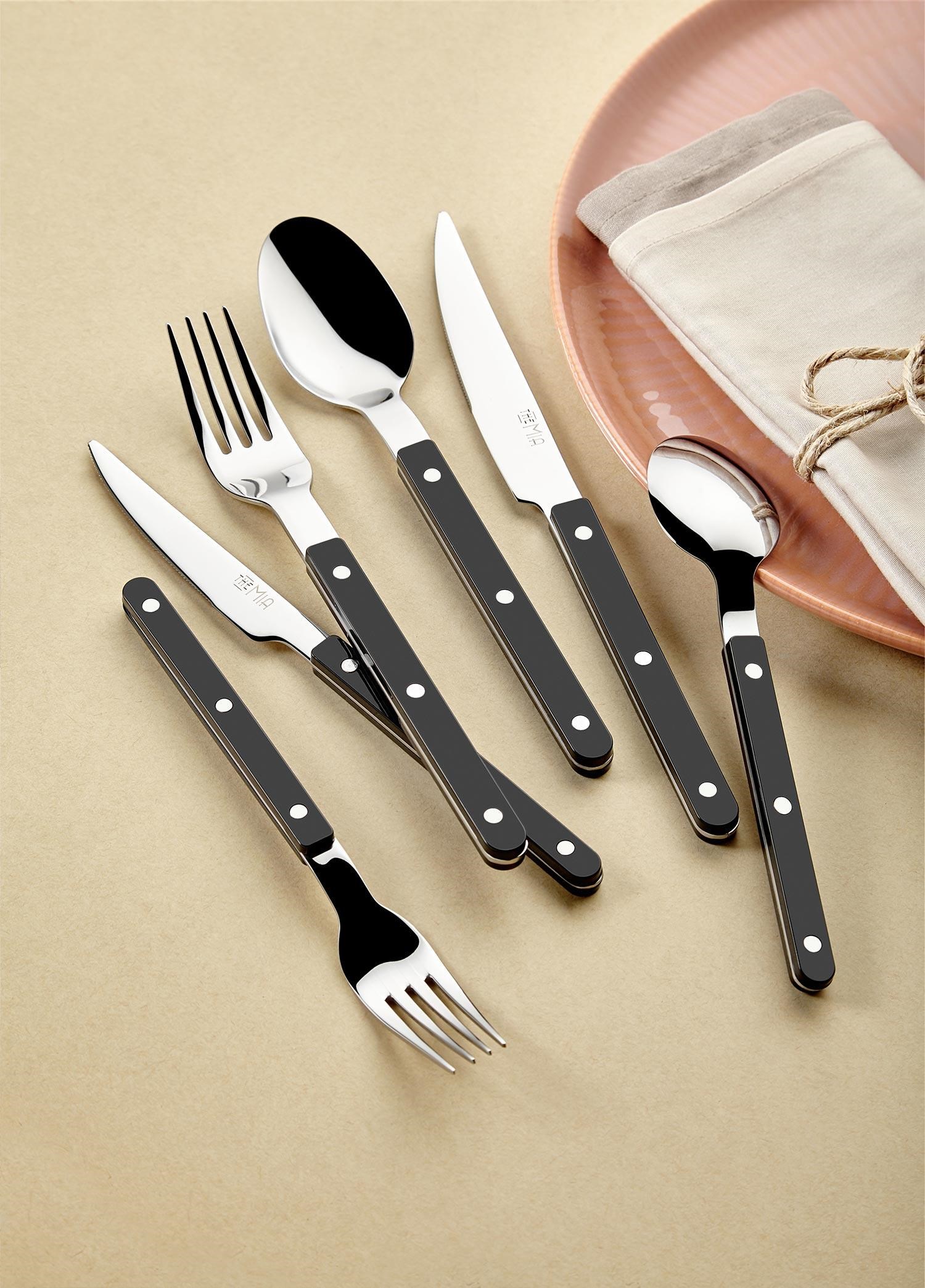 The Mia Comida Çatal Kaşık Bıçak Takımı Siyah 36 Parça