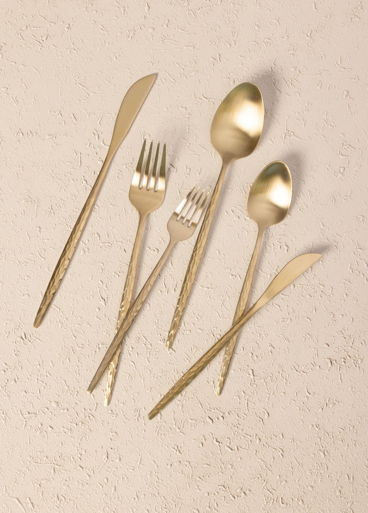 The Mia Shiny Çatal Kaşık Bıçak Takımı Mat Gold 36 Parça