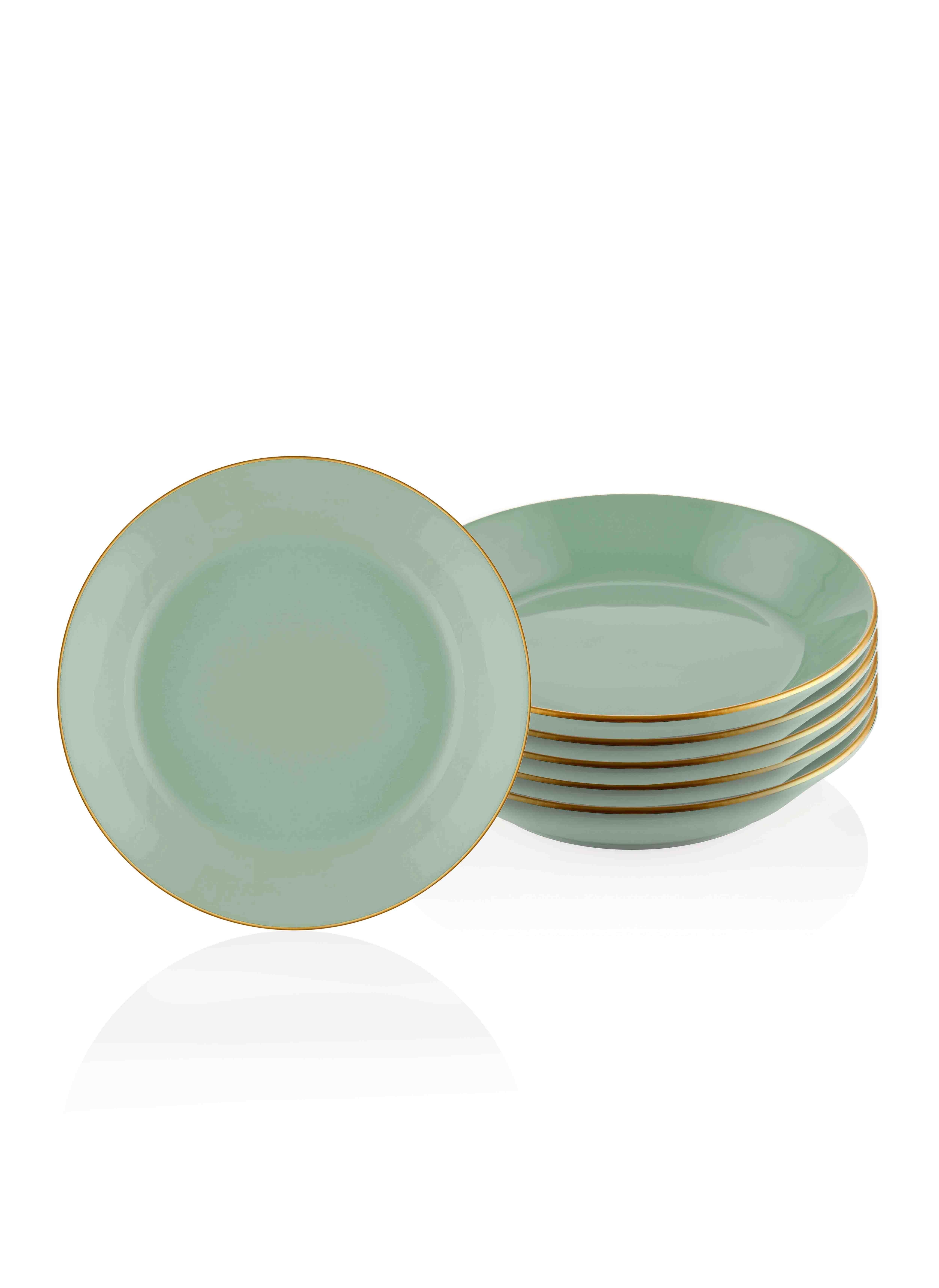 The Mia Basic Yemek Tabağı 6 Lı Set Yeşil - 20cm